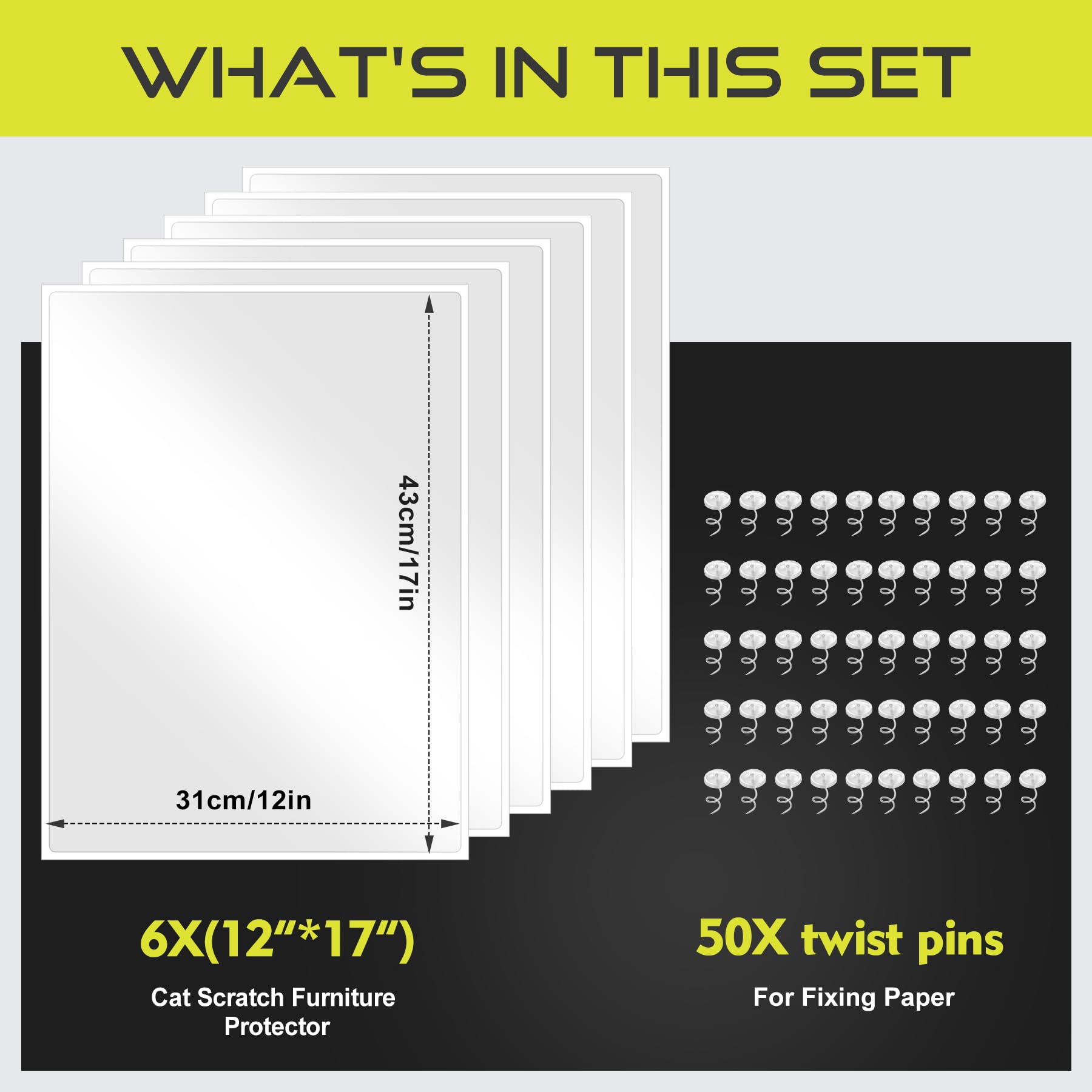 Anti Cat Scratch Furniture Protector, 6 Pack Couch Protector From Cat Claws For Sofa Corners, Walls & Doors - Heavy-Duty, Easy-T