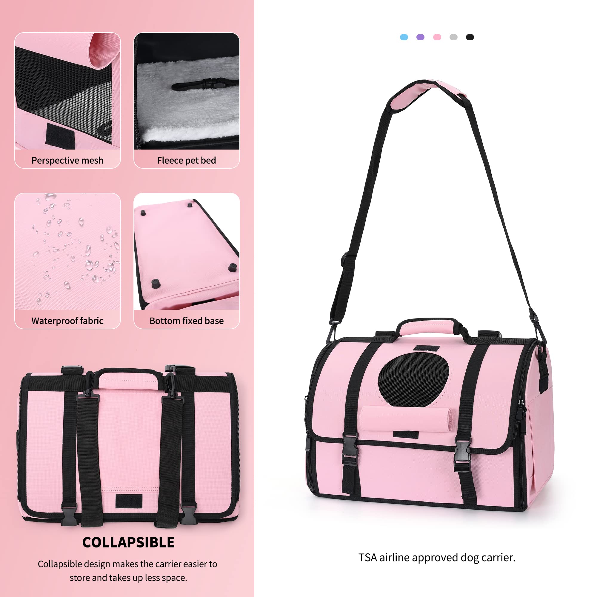 Mile High Life | Outdoor Travel Pet Carrier | Hiking Outdoor Dog Carrier Backpack | Collapsible Dog Carrier For Small Medium Dogs | Cat Crates W Breathable Mesh With Soft-Sided (Pink)