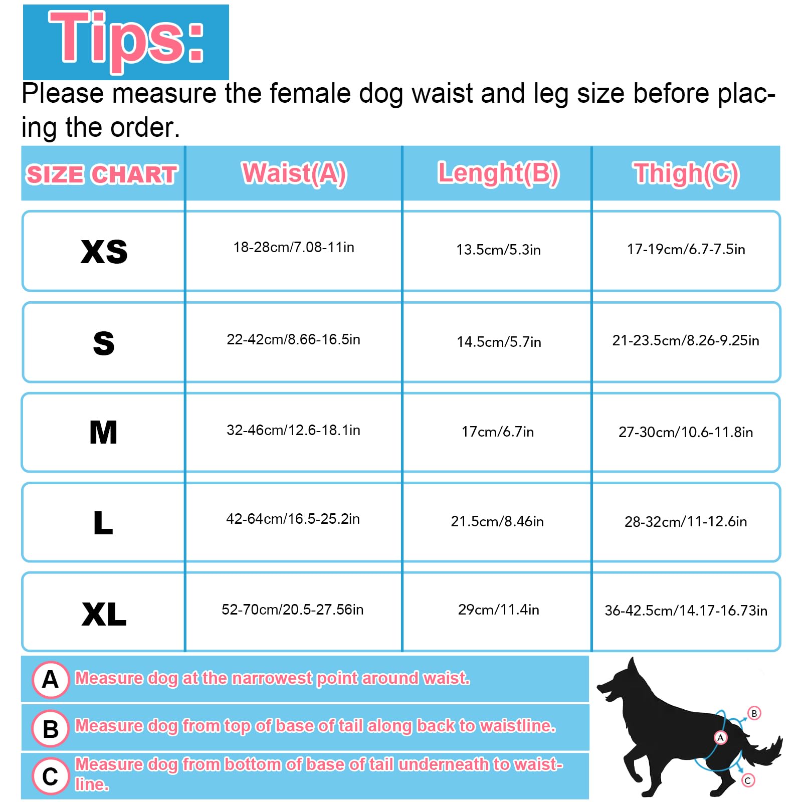 Xpcare 6 Pack Washable Female Dog Diapers - Reusable Doggie Diapers, Highly Absorbent Dog Diapers Female, Leak-Proof Puppy Diape