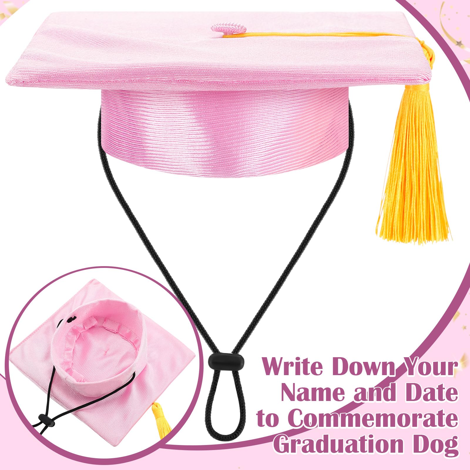 Bunnycool Dog Graduation Cap And Gown 2025 Washable Pet Graduation Costume For Dog Cat Shirt And Hat(Pink)