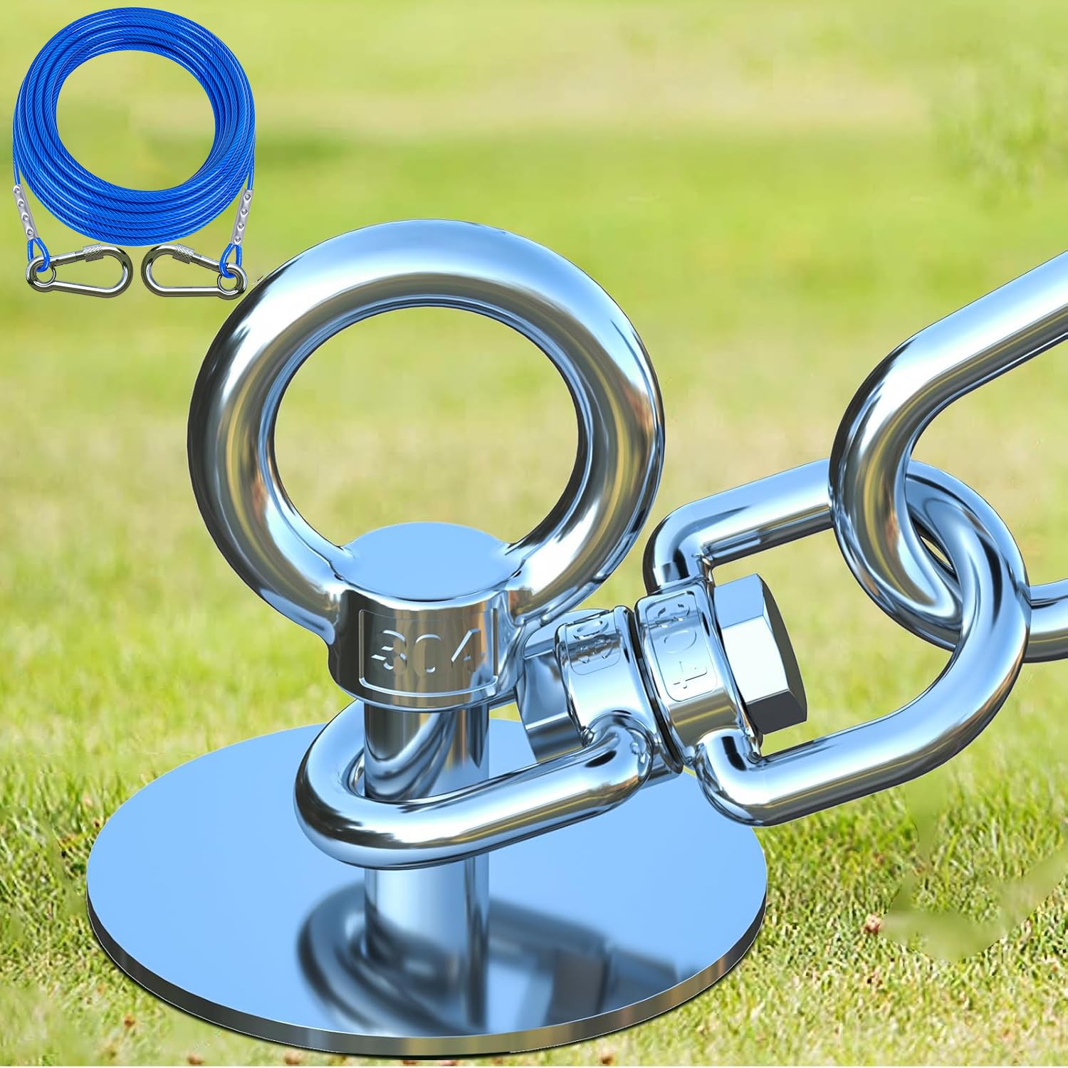 Topknot Dog Tie Out Cable And Stake,With 30Ft Heavy Duty Cable,360Swivel Dog Run- No Tangle,Runner For Yard - Up To 150Lbs,Ideal