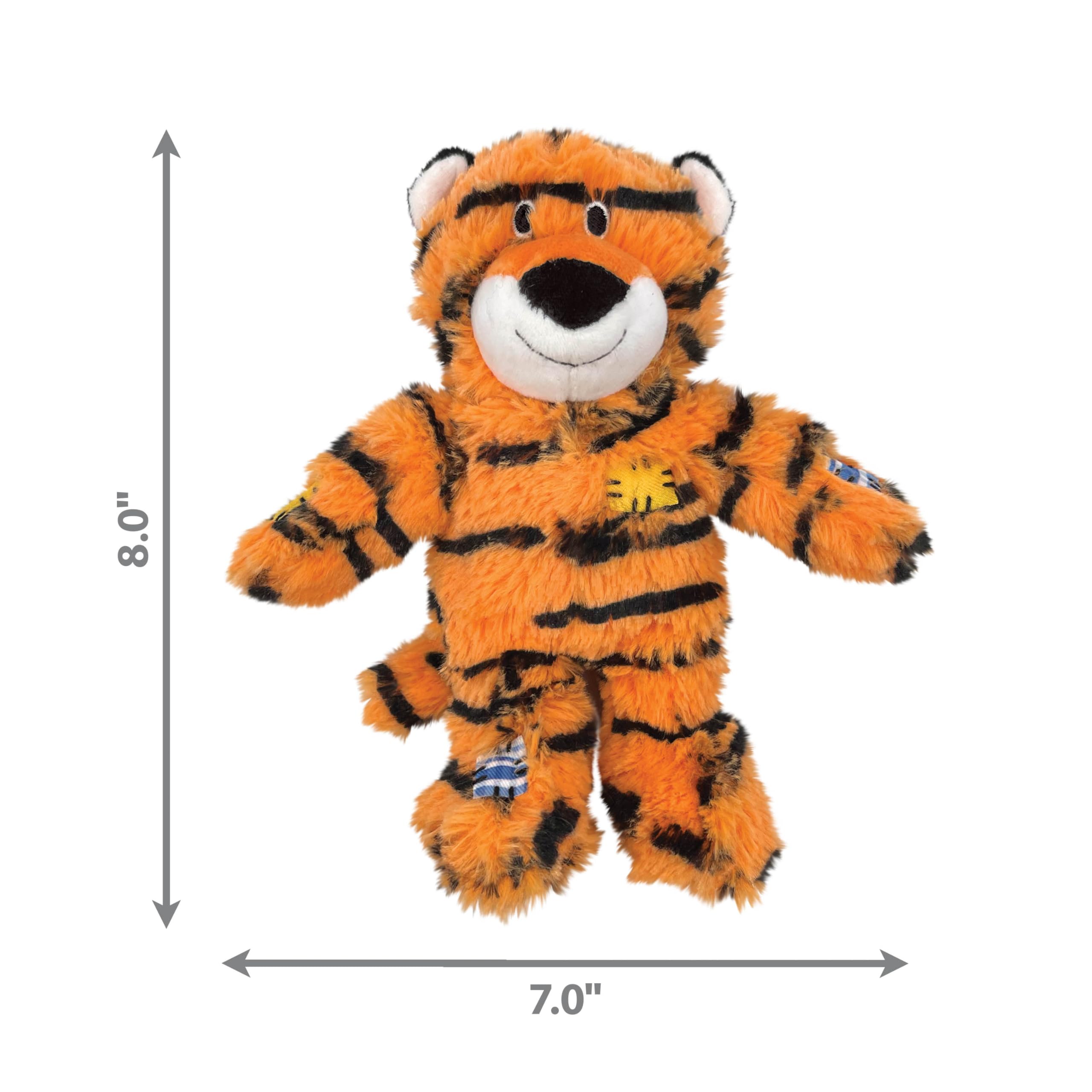 KONG Wild Knots Tiger Dog Toy - Durable Knotted Ropes Inside, Minimal Stuffing for Less Mess - Soft & Strong Chew Toy for Dogs (