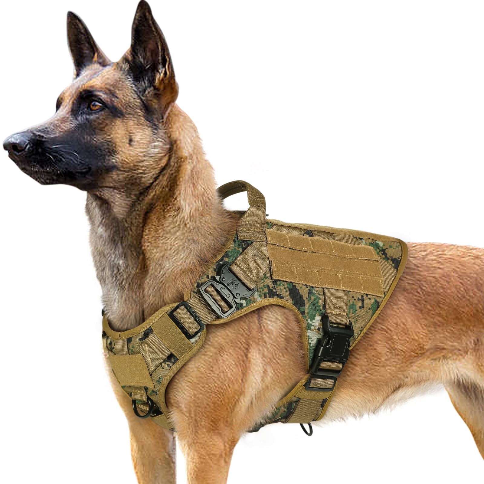 Rabbitgoo Tactical Dog Harness For Large Dogs, Heavy Duty Dog Harness With Handle, No-Pull Service Dog Large Breed, Adjustable M