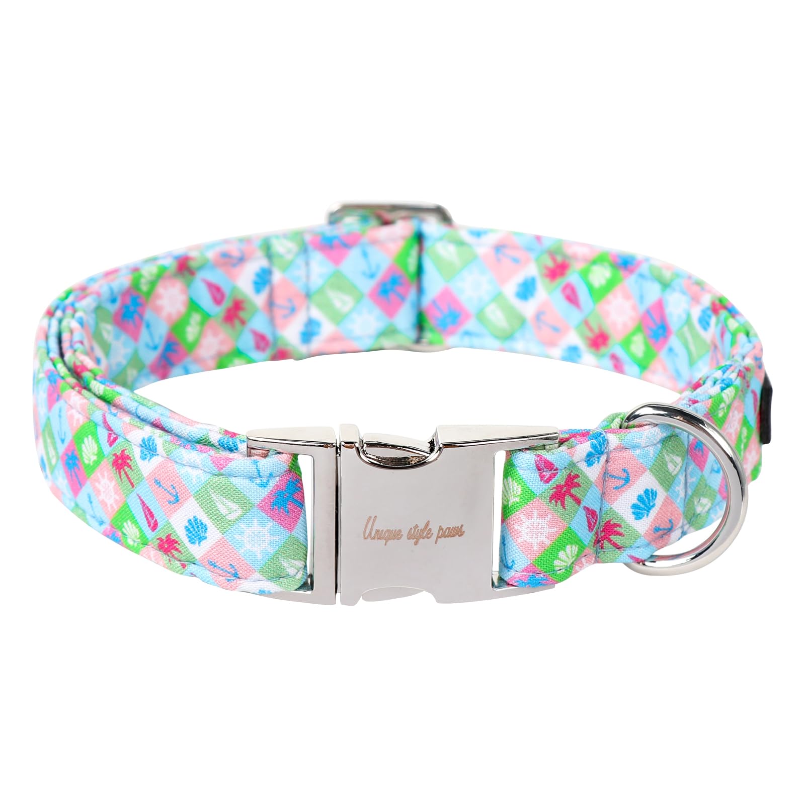 Unique Style Paws Summer Dog Collar, Cotton Girl Dog Collar With Boat Pattern, Comfy&Breathable Puppy Collar For Dog Gifts