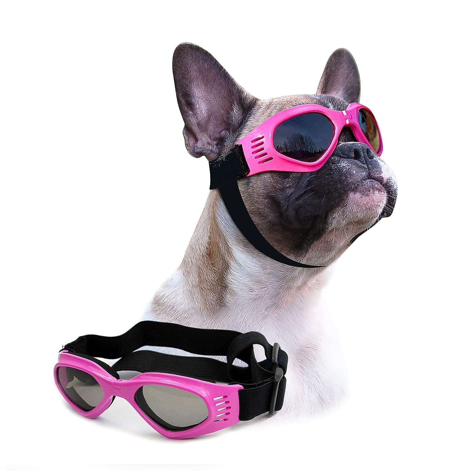 Petleso Dog Goggles Medium Breed, Pet Sunglasses For Medium Dogs Eye Protection Windproof, Pink