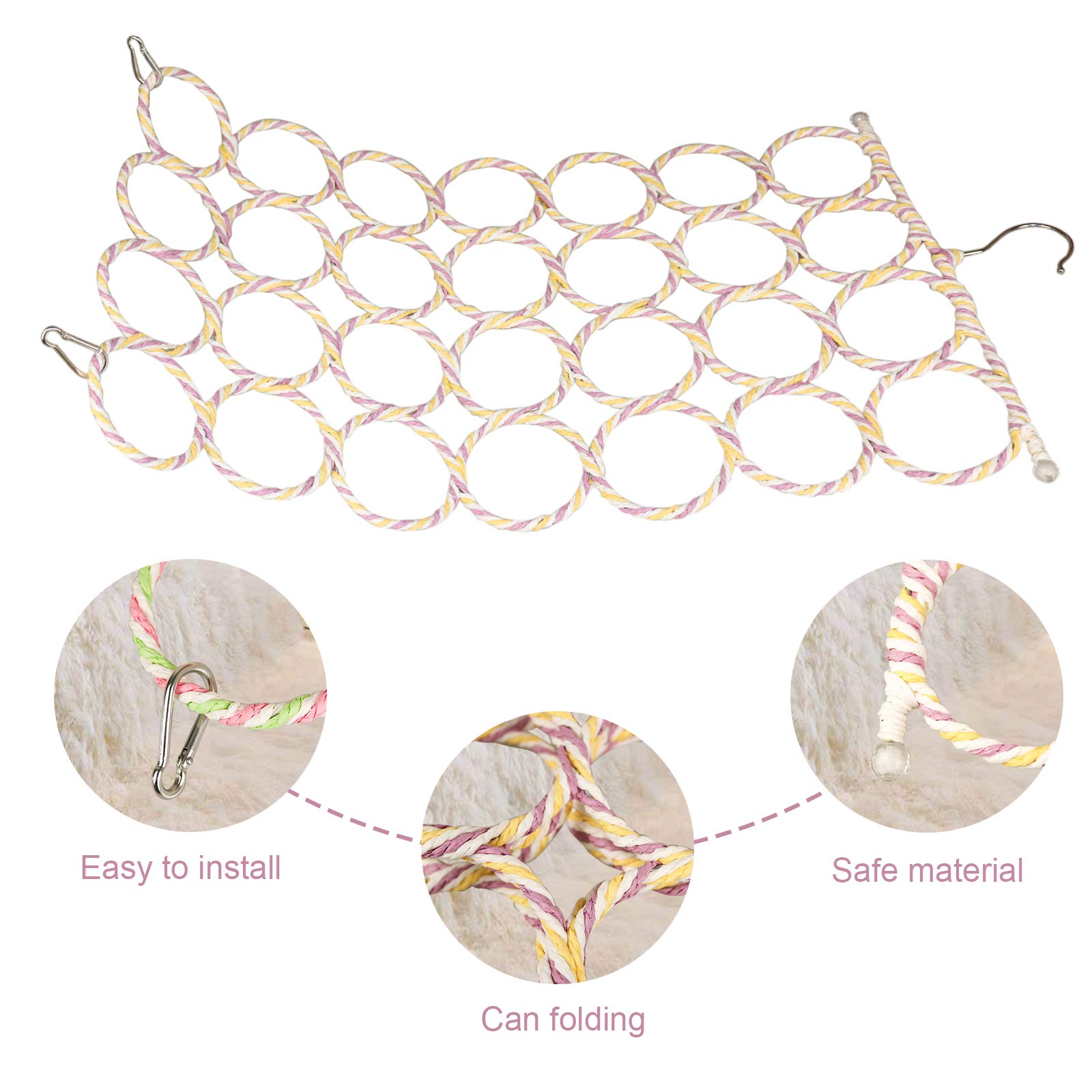 2 Packs Parrot Swing Hanging Toys, Bird Climbing Rope Net Ladders Small Medium Pet Activity Toy Suitable For Parakeet,Cockatiel,