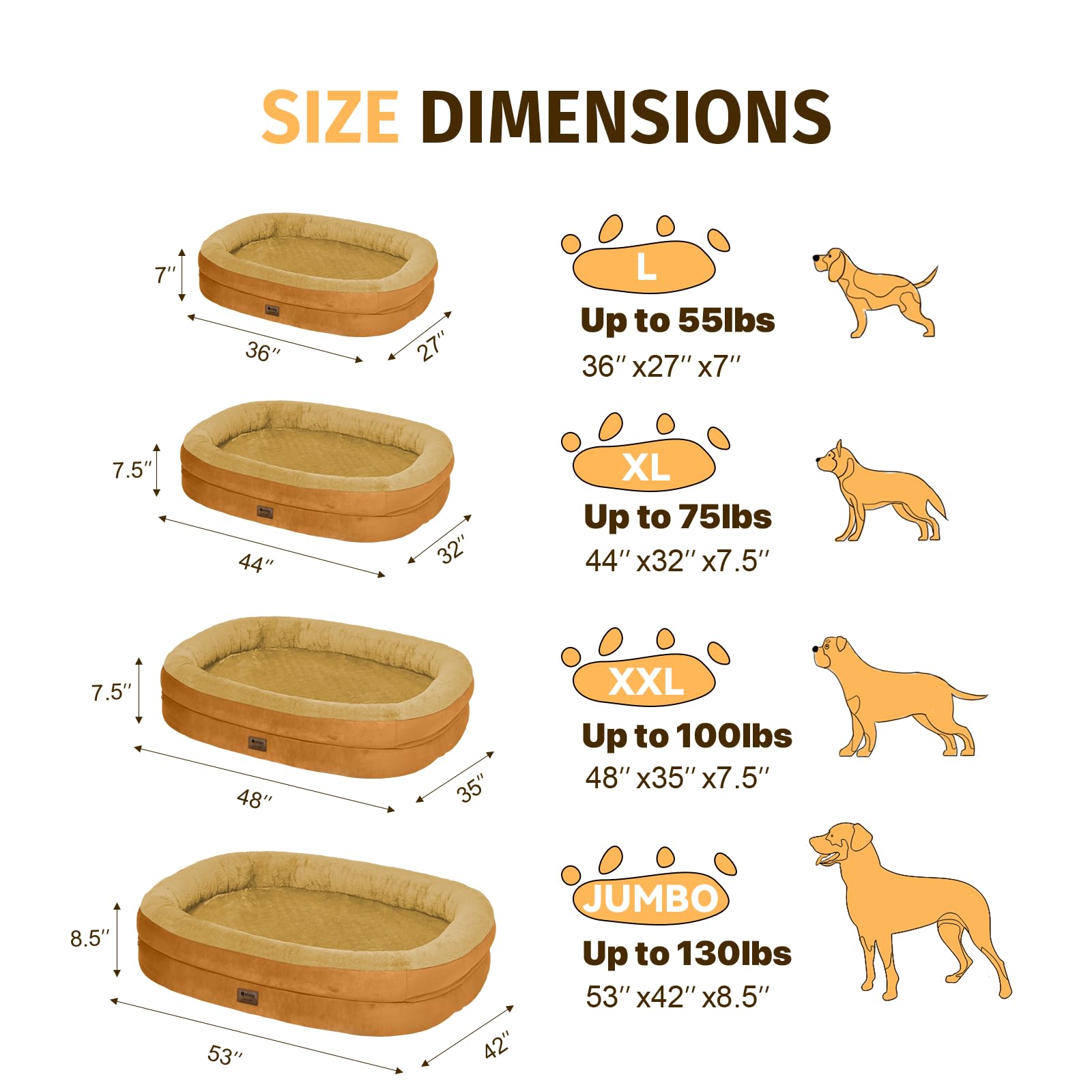 Orthopedic Washable Large Dog Bed: Cooling Dog Bed With Bolsters - Jumbo Bed Waterproof Removable Cover Non-Slip Bottom For Extr