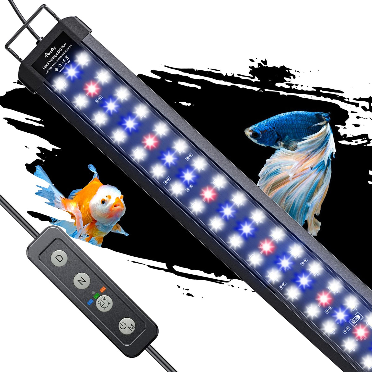 Pawfly 33W Aquarium Led Light For 48 To 54 Inch Extendable Fish Tank Light With Full Spectrum Brilliant White Blue Red Lights Wi