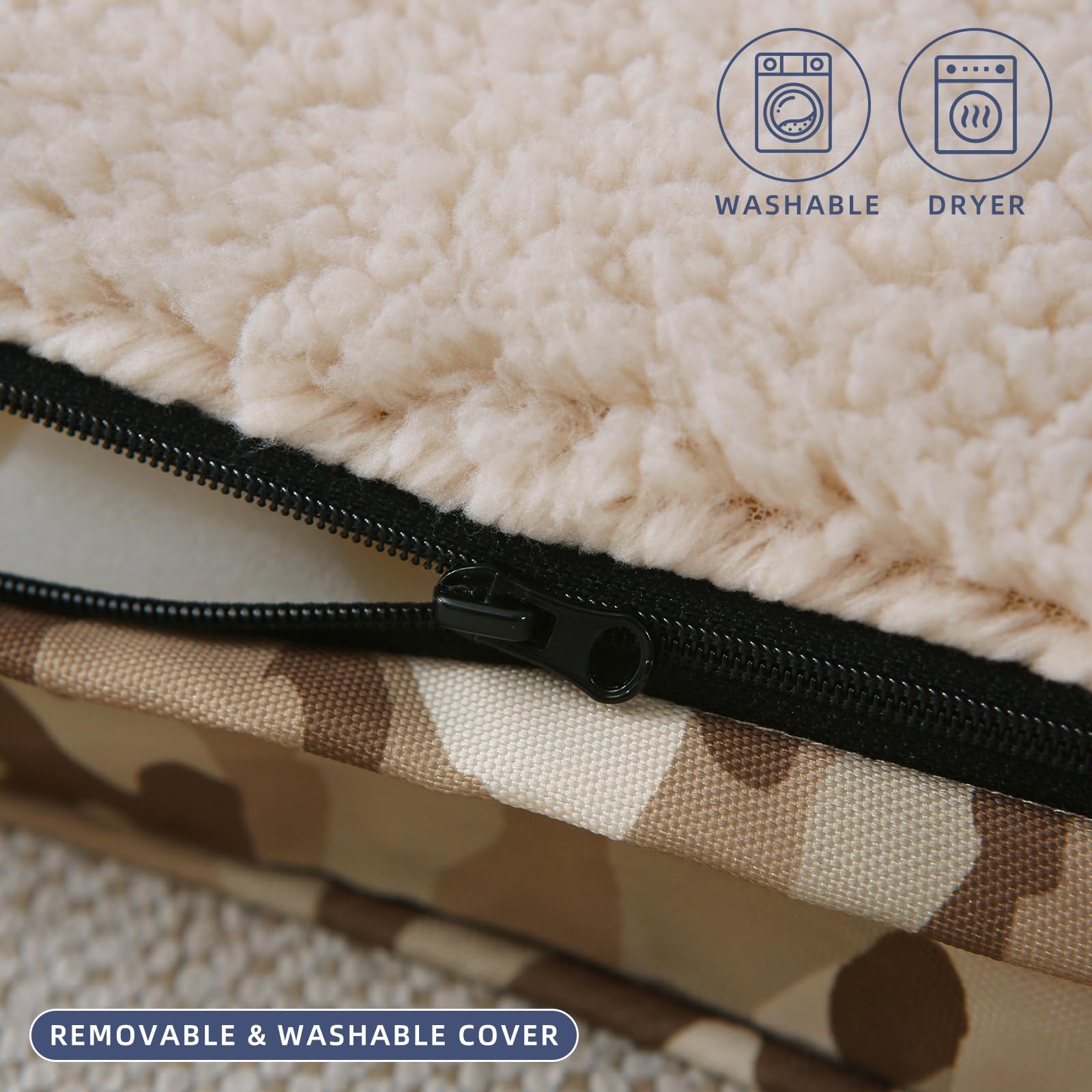 DaysU Dog Bed for Small Dogs, Orthopedic Dog Beds with Removable Washable Cover, Small Egg Crate Foam Pet Bed Mat, Khaki Camo, S