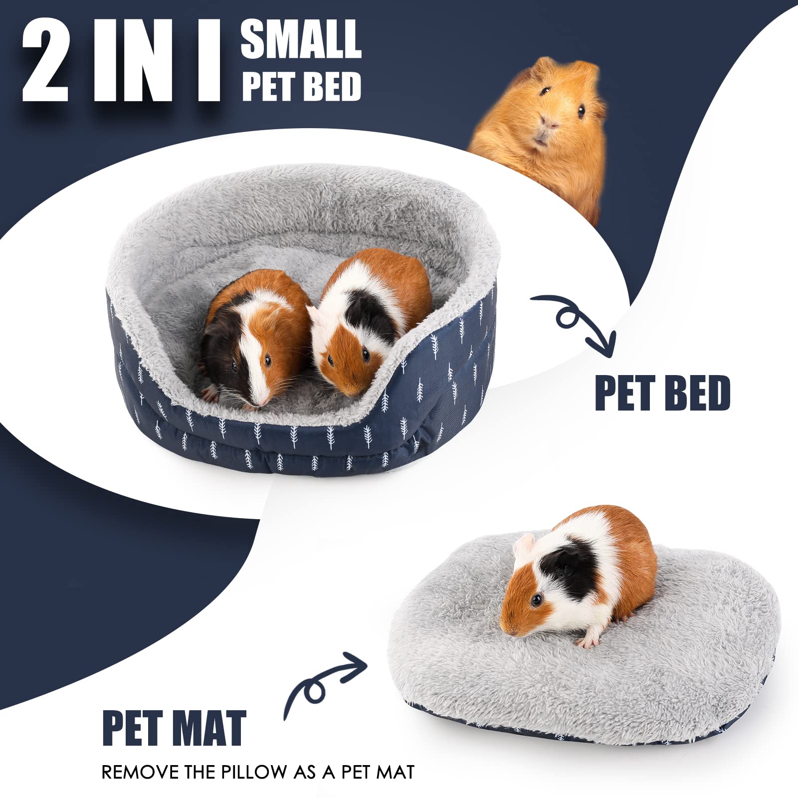 Oneju Pet Bed, Oval Cuddler, Polyester, 11.8X8.66X5.1 Inches, For Guinea Pig, Rabbit, Hedgehog, Hamster, Rat, Chinchilla, Ferret