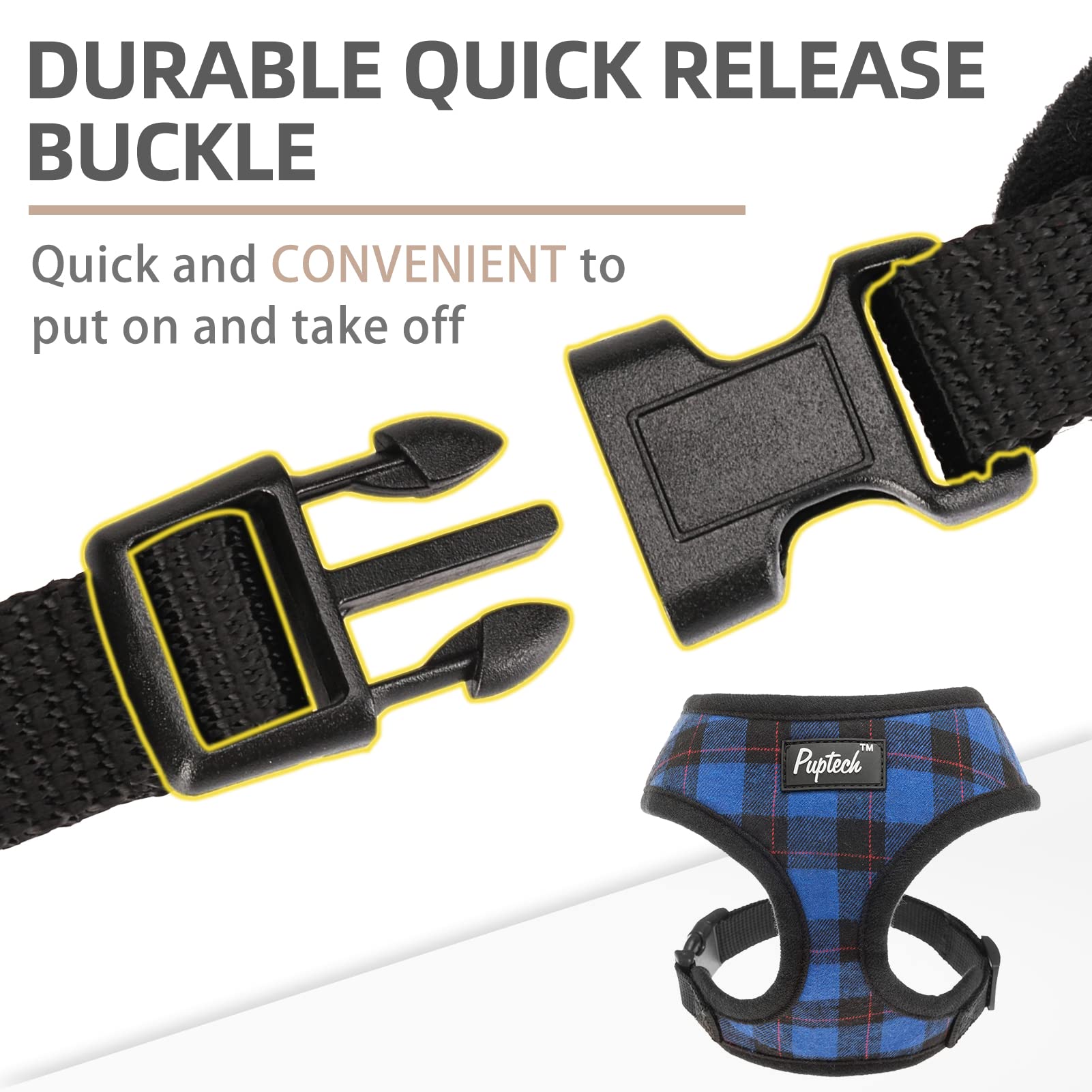 Pupteck Soft Mesh Dog Harness And Leash Set Pet Puppy Cat Comfort Padded Vest No Pull Harnesses, Navy Blue, L