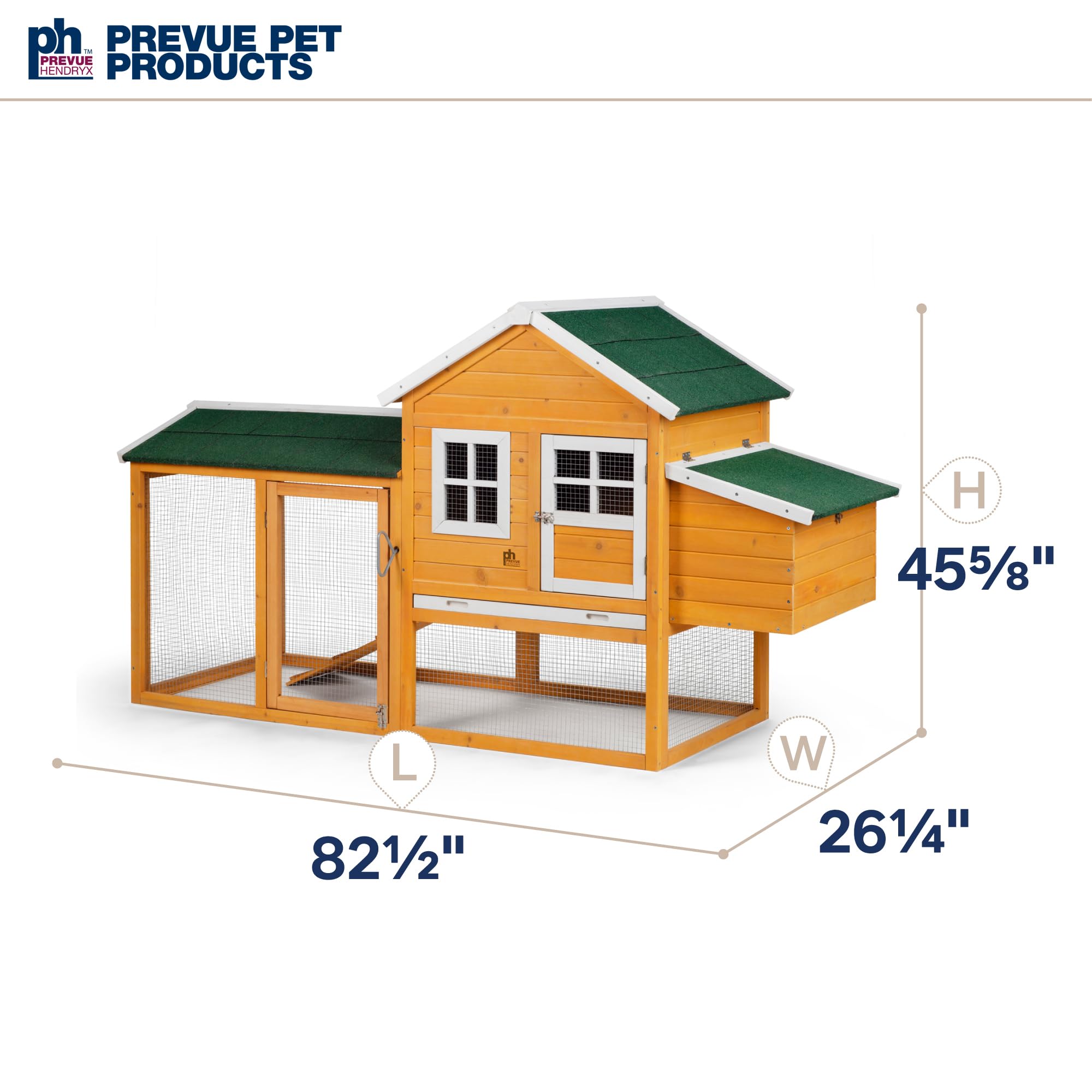 Prevue Pet Products Chicken Coop With Lockable Nest Box, Yellow, 2-Bay