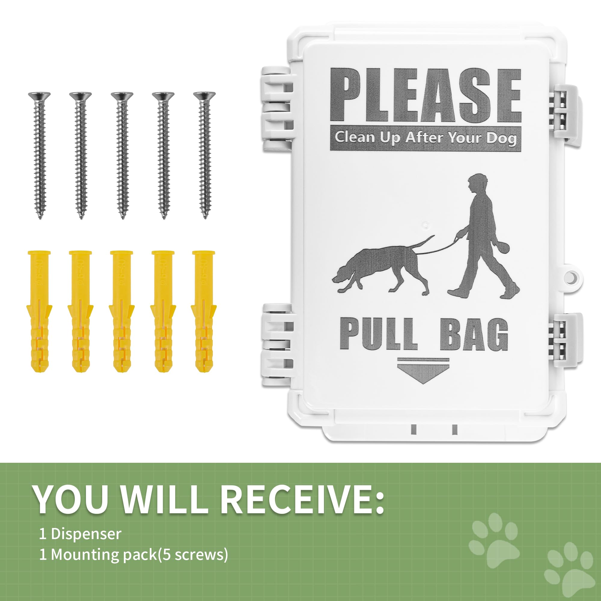 Dog Poop Bag Dispenser, Waterproof Outdoor Dog Bag Dispenser Holds Up To 8 Rolls Of Waste Bags, Outdoor Wall, Stake, Pole, Fence Mounted (Only Dispenser)