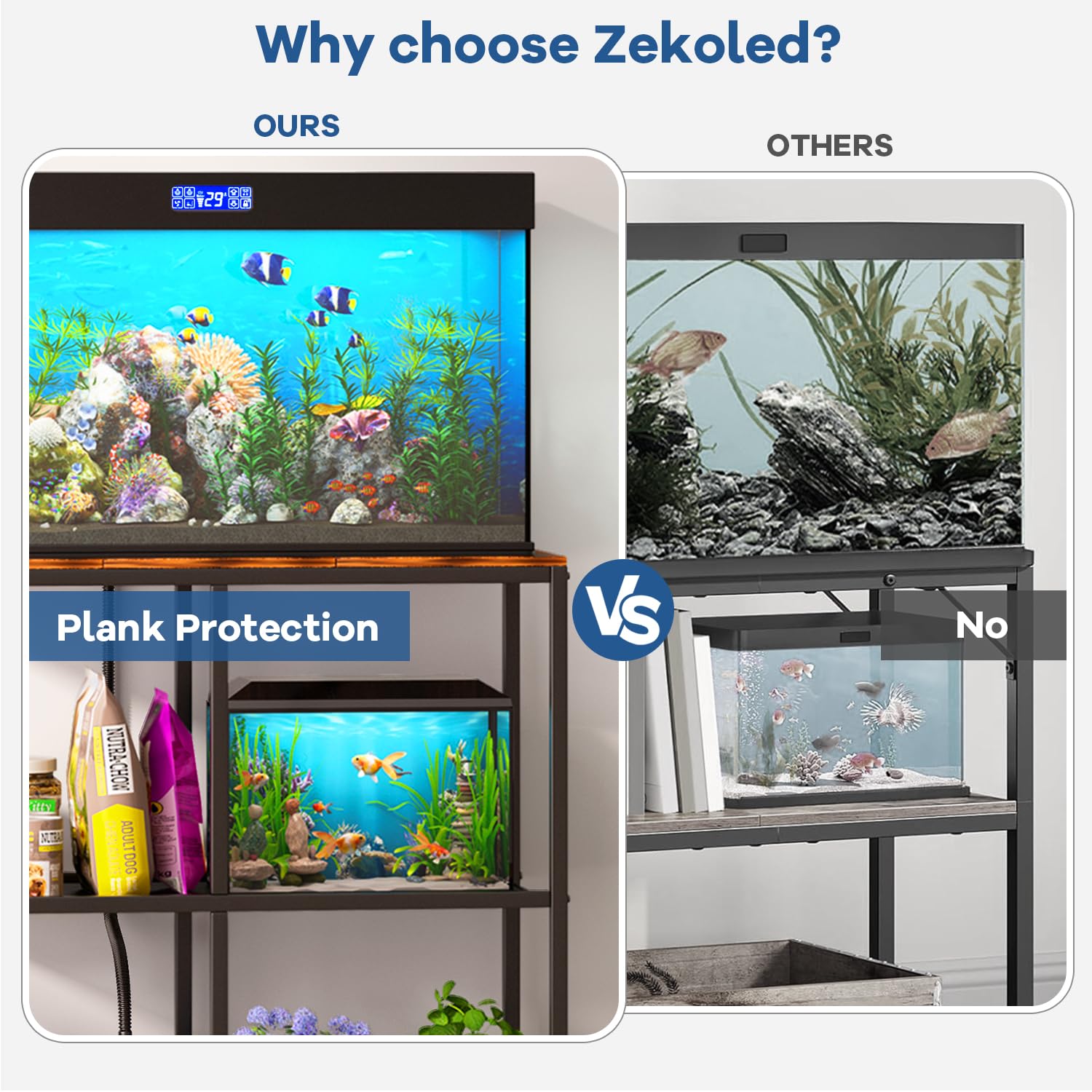 20-29 Gallon Fish Tank Stand, Aquarium Stand with 2-Tier Storage Shelves, 31.5   L x 15.7W, 6-Leg Metal Frame for Reptile Breede