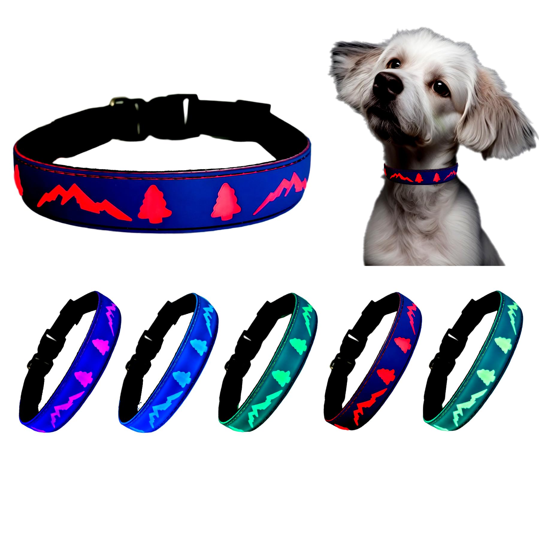 Dogled Led Dog Collar, 15 Light Modes, Usb-C Rechargeable, Silicone Material, Adjustable Size, (Blue, Xl(19.7-23.6'))
