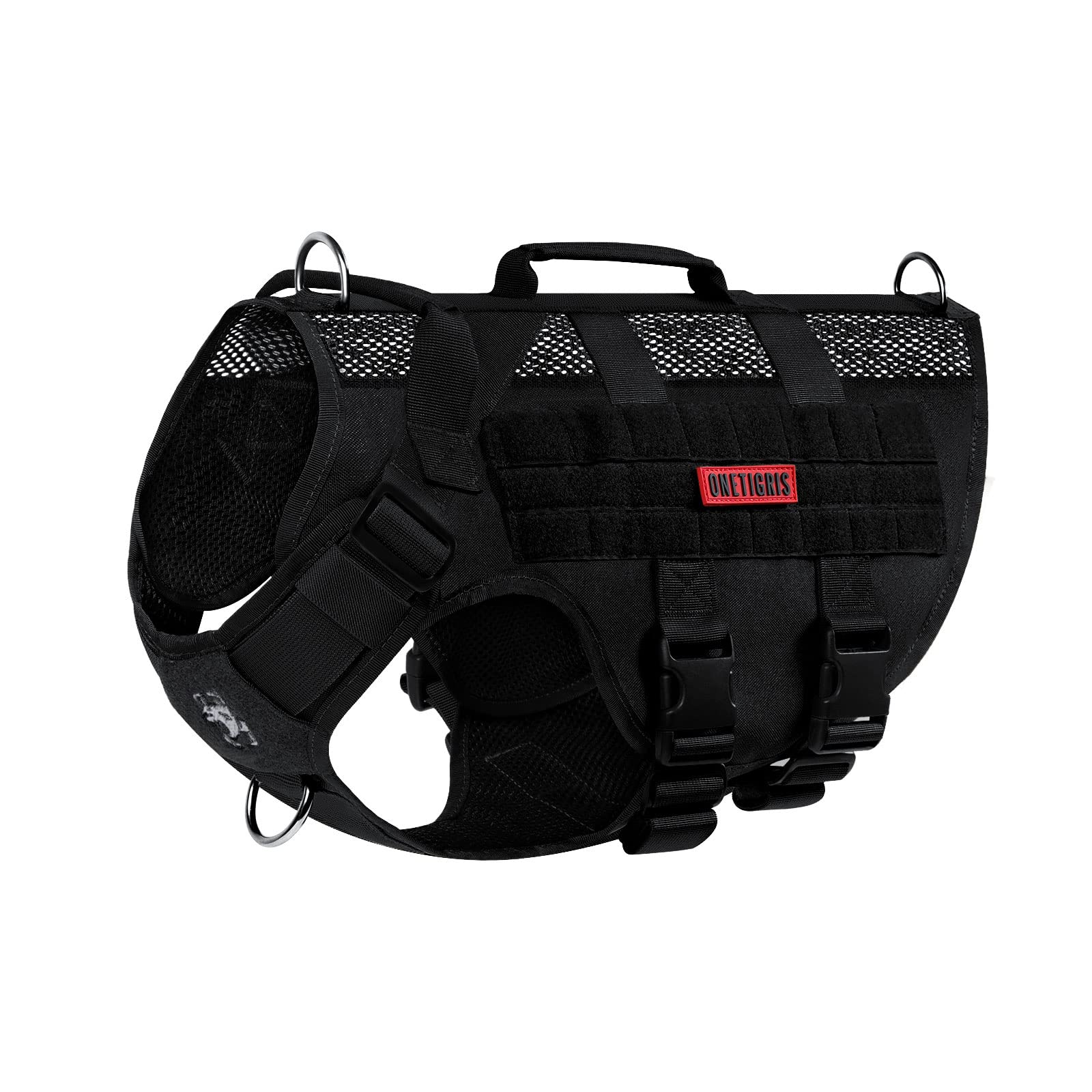 OneTigris No Pull Tactical Dog Harness for Medium Dog, Aire Mesh Dog Vest Harness, Breathable Military Dogs Molle Vests with Han