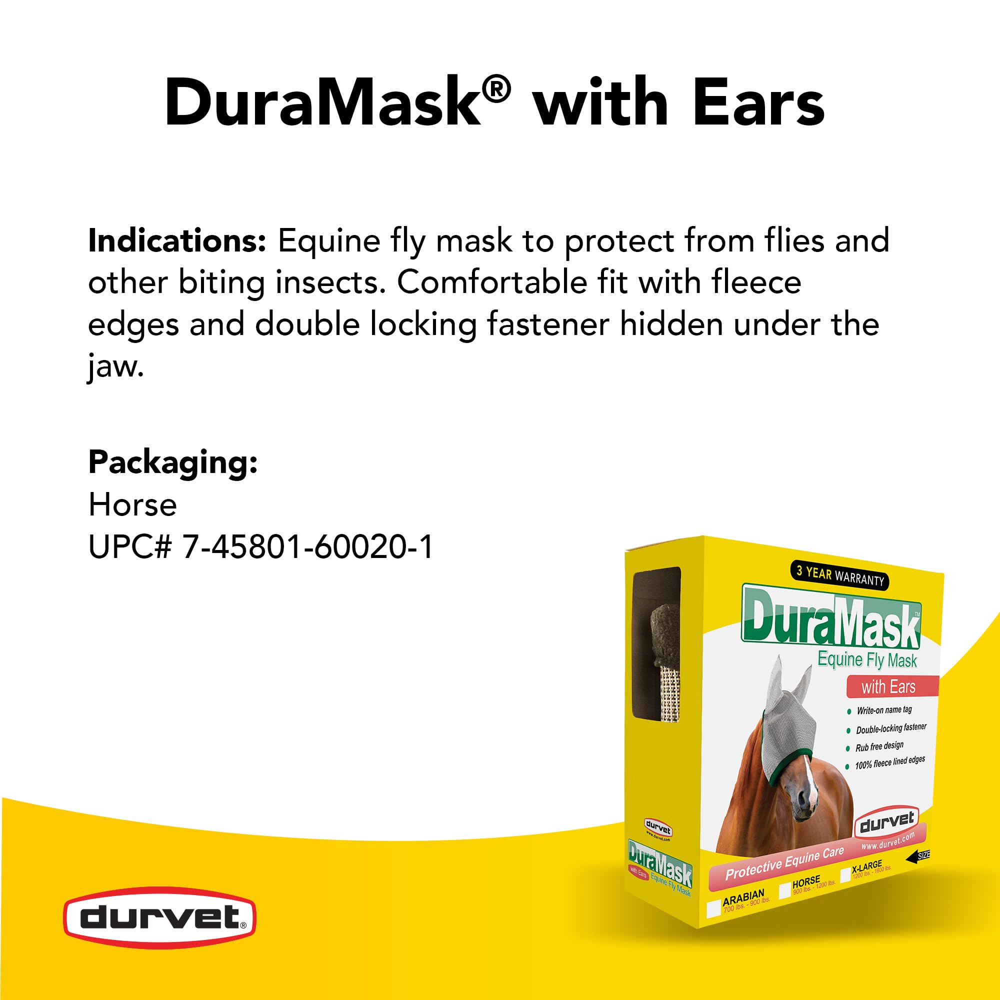Durvet 698740 Duramask Fly Mask with Ears Horse