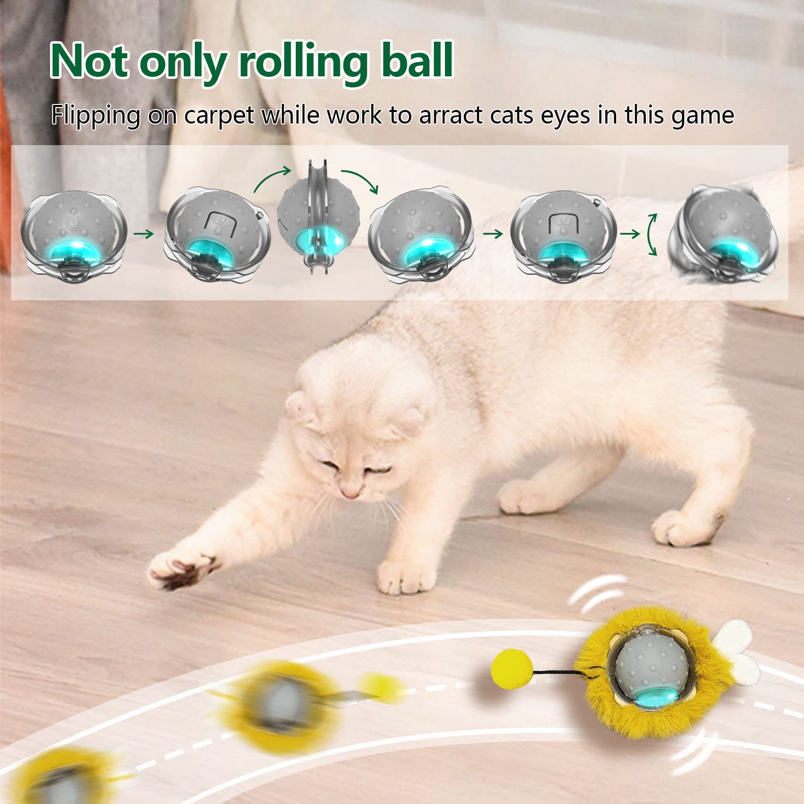Aukl Interactive Cat Toys Ball Super Drive Electric Cat Toy Automatic Rolling Robotic Car Motion Activate