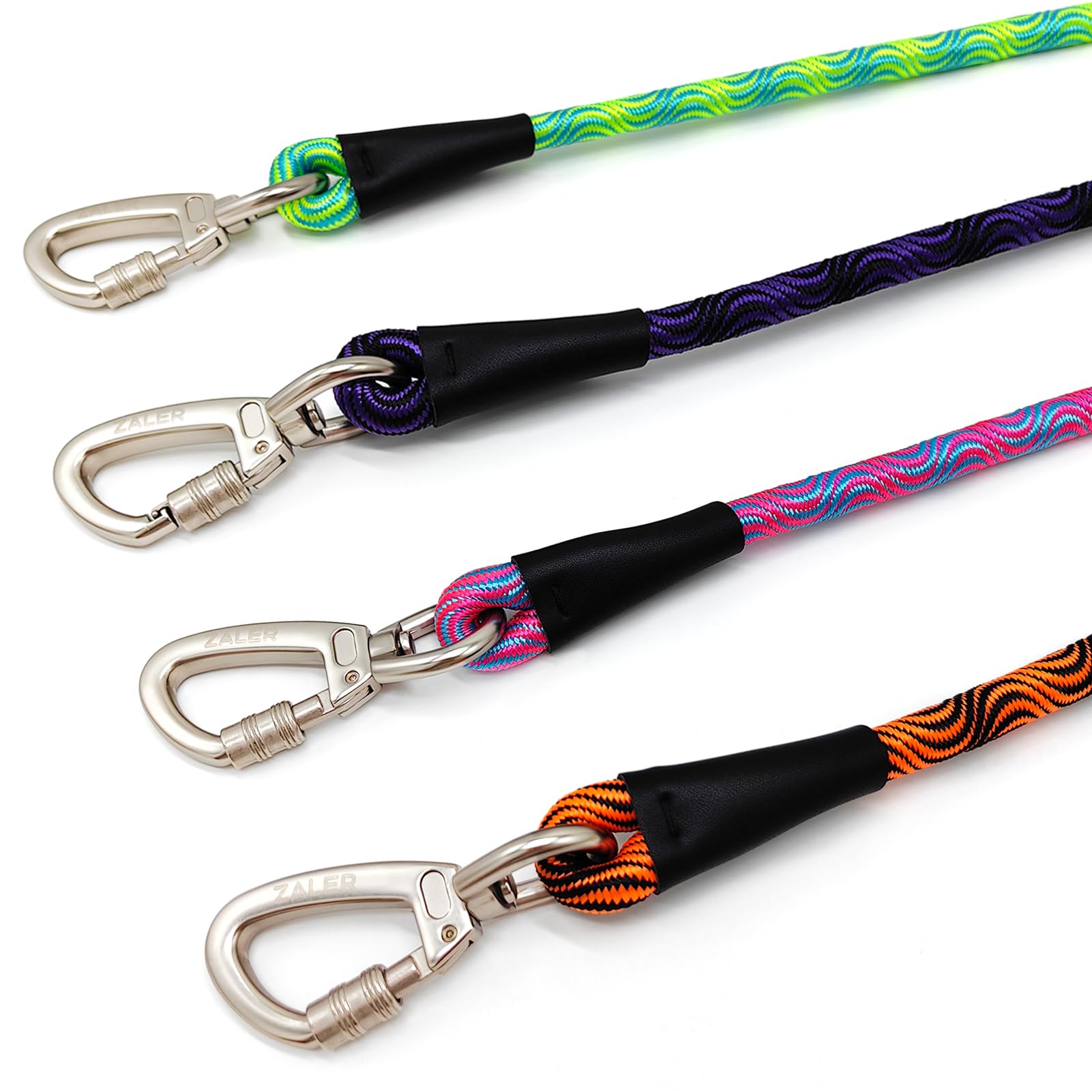 Zaler Heavy Duty Dog Leash, 4/5/6/10/15/20/30/50 Foot With Carabiner, Nylon Pet Lead For Large And Medium Dogs (4Ft, Black Orang