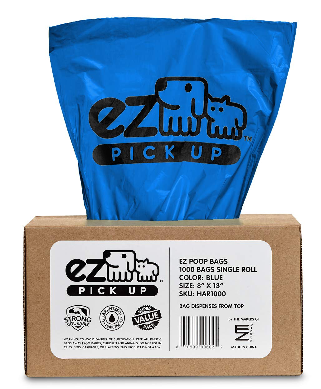 Ez Pickup 1000 Count Dog Waste Poop Bags, Unscented