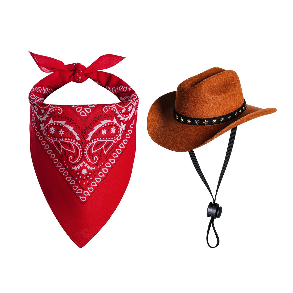 Choyaxo Pet Cowboy Costume Halloween Costumes For Dogs Cat Cowboy Hat With Bandana Scarf (Medium)