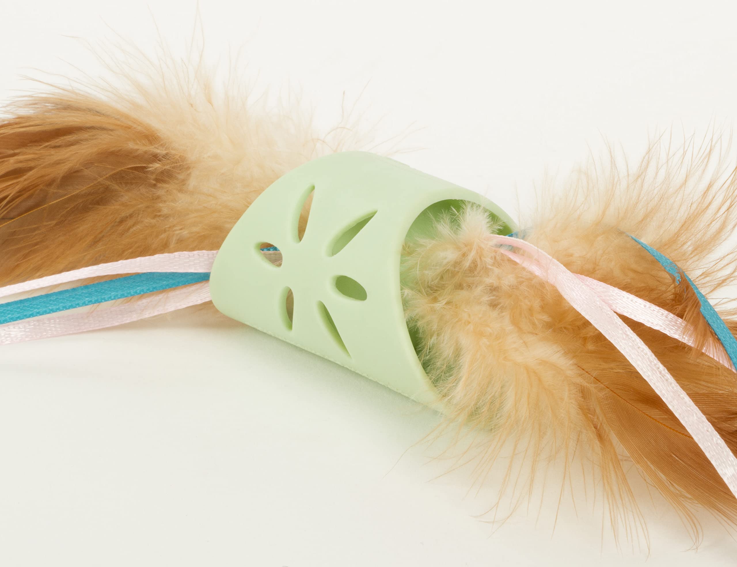 Smartykat Flutter Roller Feather & Ribbon Chase Cat Toy - Green, One Size