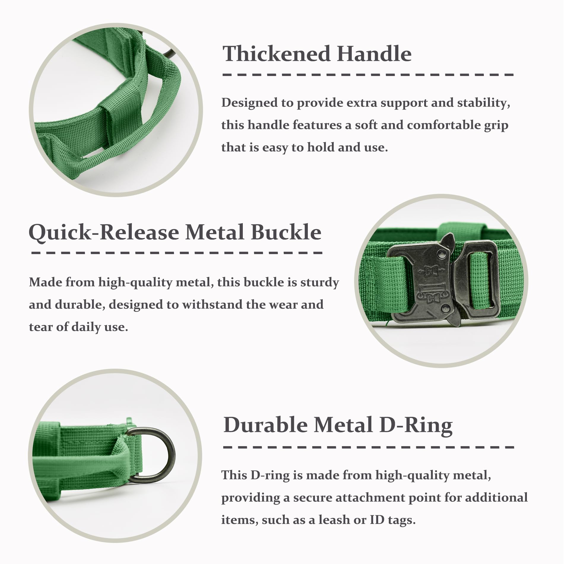 Tactical Dog Collar, Adjustable Military Training Nylon Dog Collar With Control Handle And Heavy Quick-Release Metal Buckle For