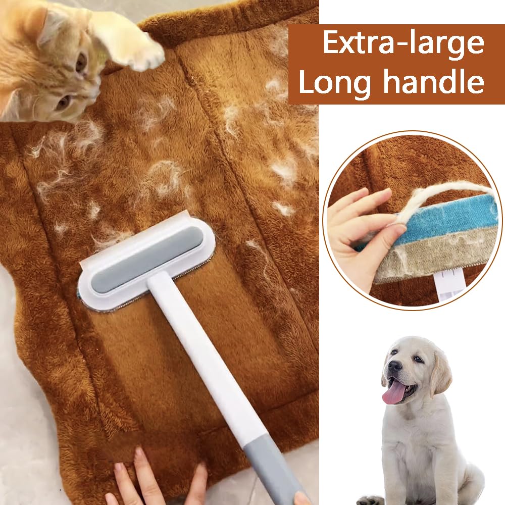 Feifanyigou Pet Hair Remover, 4 In1 Cat And Dog Hair Removal For Couch With Extra Long Handle, 17-Inch, Cat Fur Removal Tool For