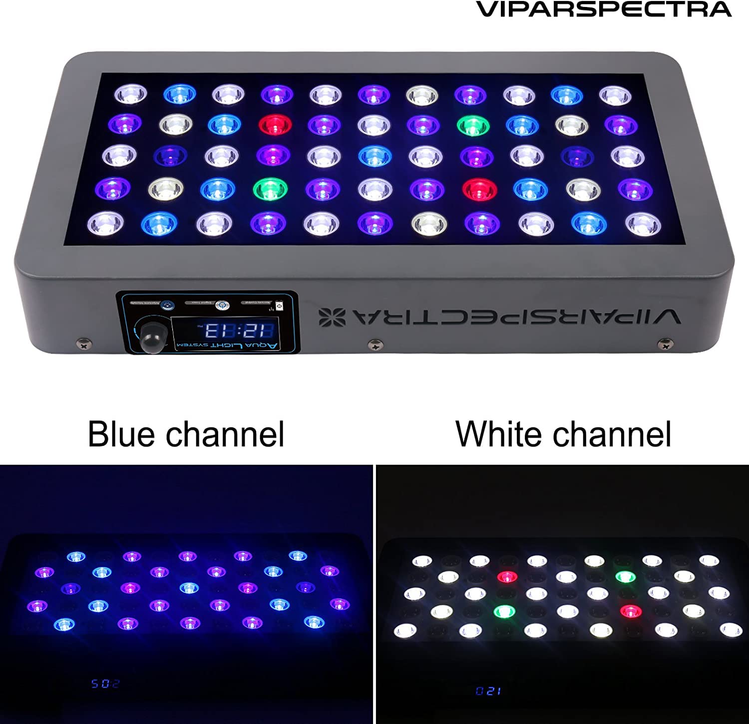 Viparspectra 165W Led Aquarium Light Dimmable Full Spectrum Led Reef Lights For Coral Saltwater Fish Tank, Remote/Timer Control, Programmable Auto On/Off, Blue/White Dual Channel Brightness 0-100%