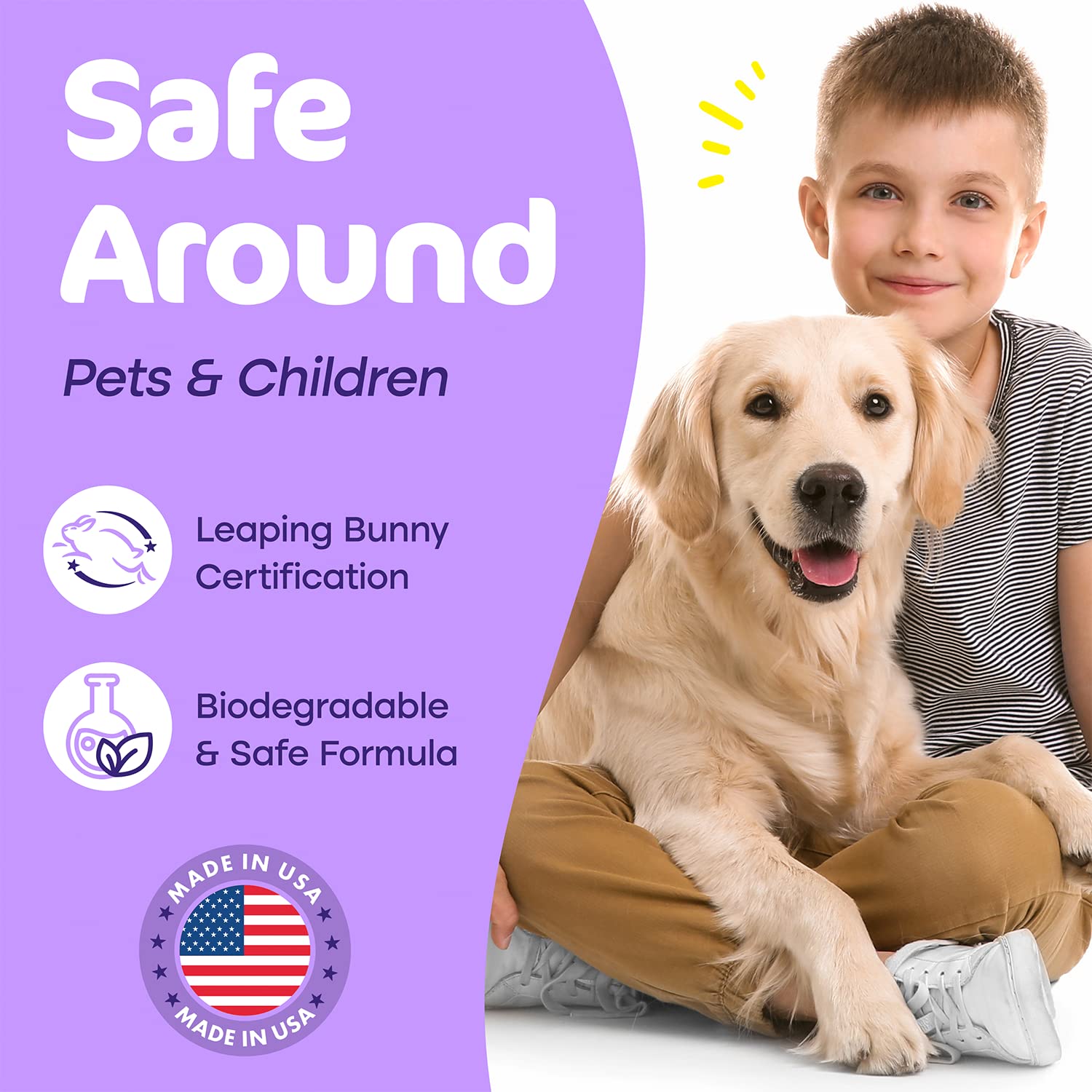 Sunny & Honey Pet Stain & Odor Miracle - Enzyme Cleaner For Dog And Cat Urine, Feces, Vomit, Drool (Light Lavender Scent, 1 Gallon)