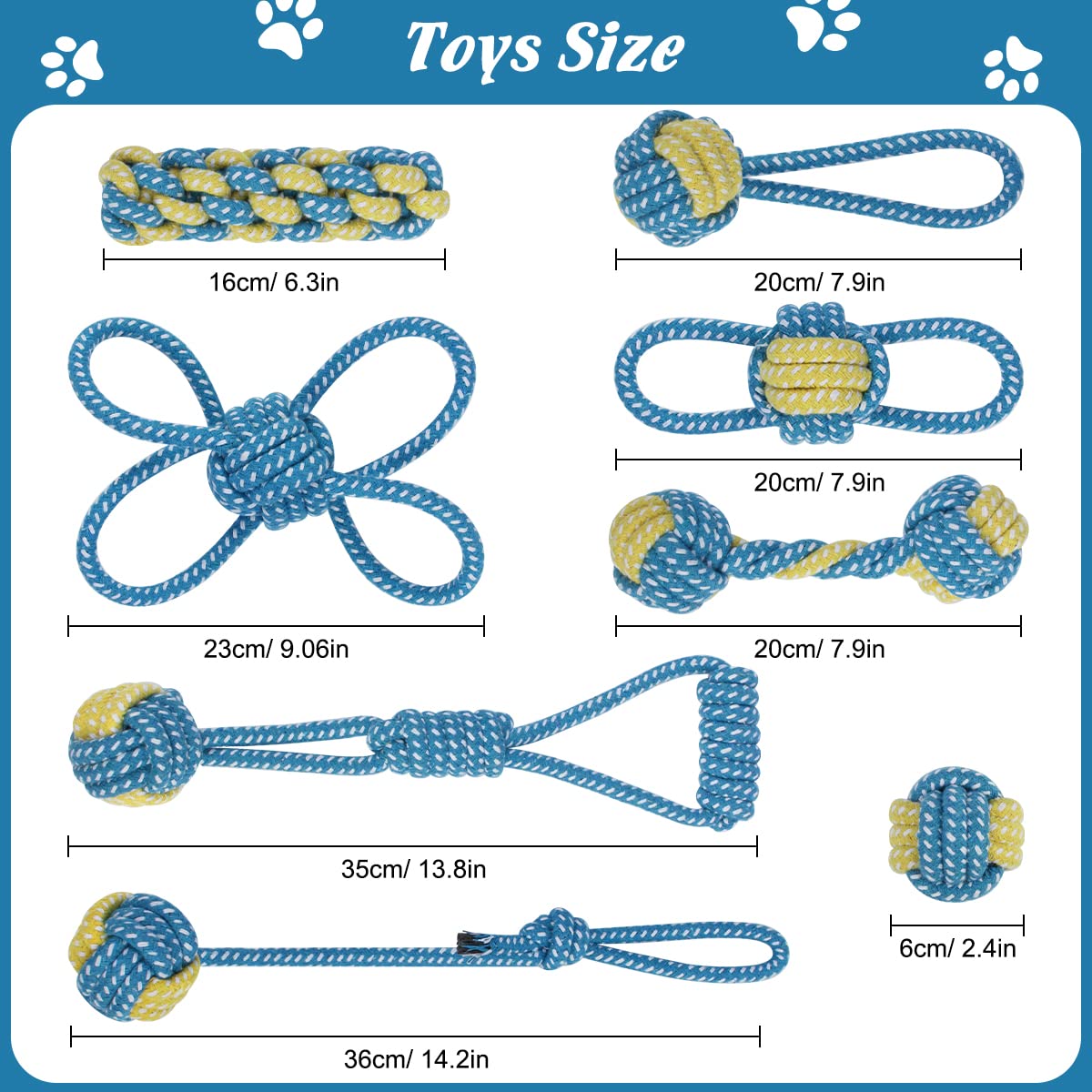 Etaccu Dog Rope Toys For Puppy And Small Dogs, 8 Pack Dog Toys For Aggressive Chewers, Puppy Rope Toy For Boredom, Indestructibl