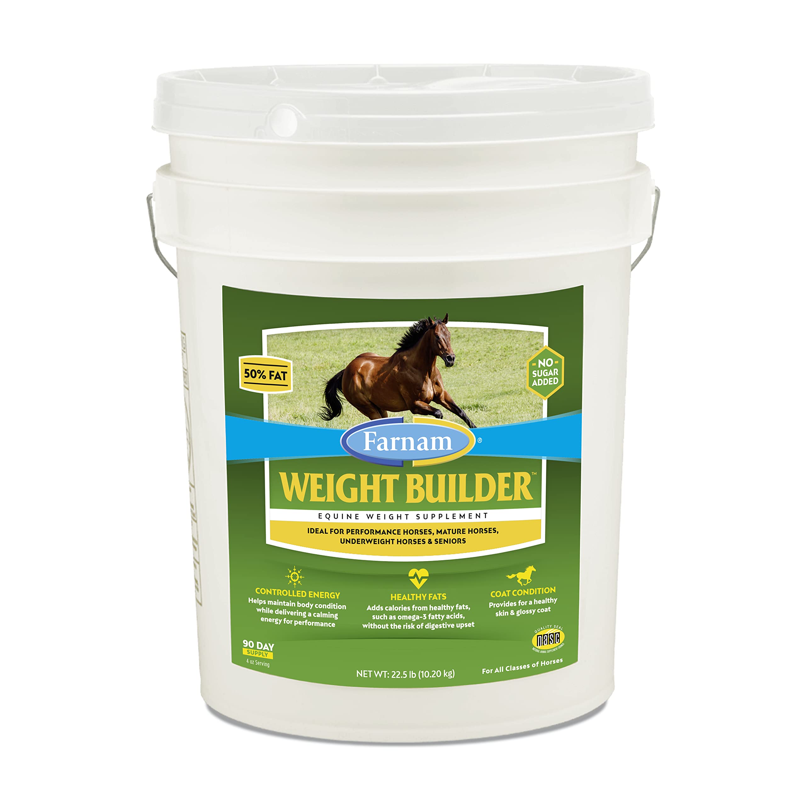 Farnam Weight Builder Horse Weight Supplement, Helps Maintain Optimal Body Condition with No Sugar Added, 22.5 Pounds, 90 Day Su