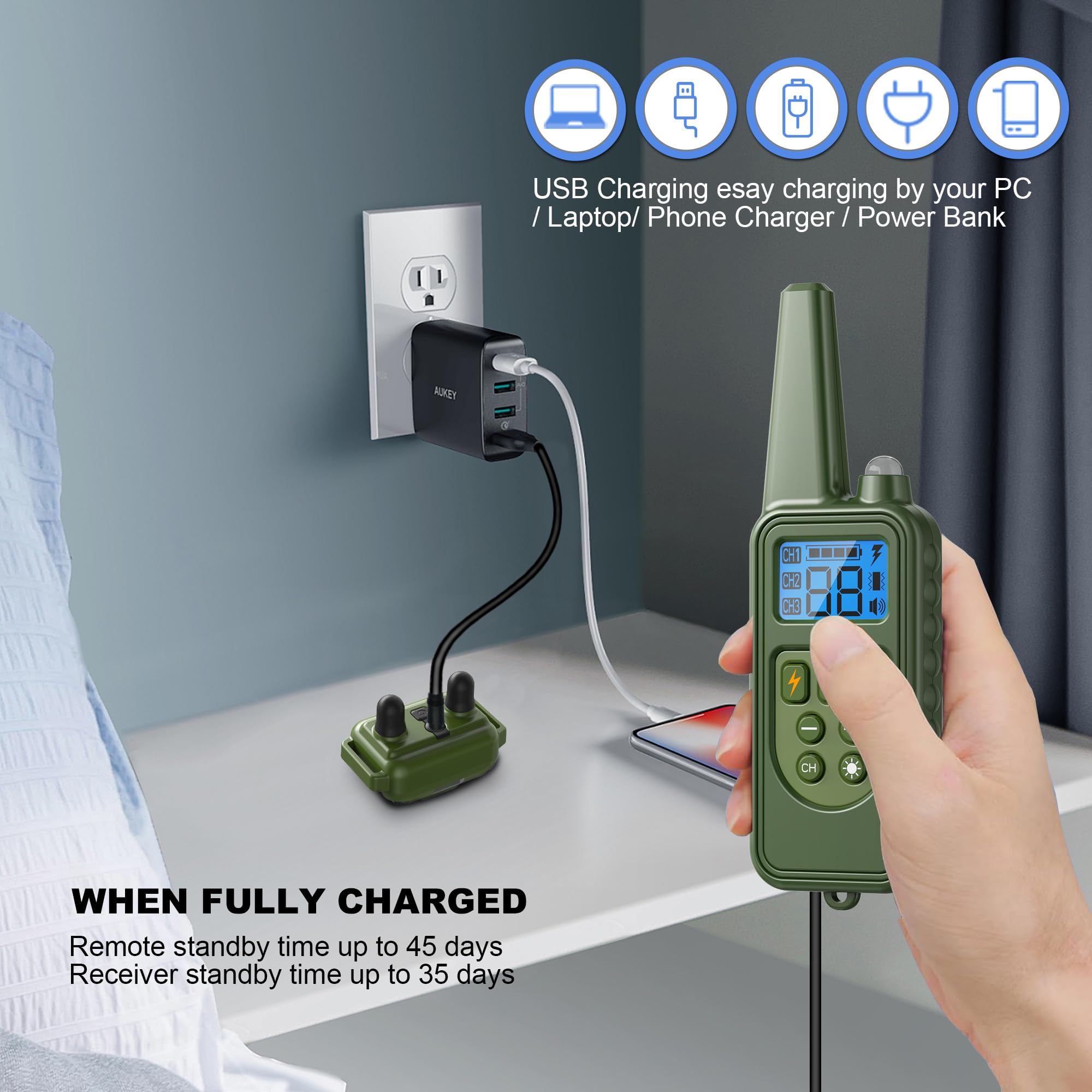 Heaflex Dog Shock Collar - 2600Ft Dog Training Collar With Remote, Rechargeable With 4 Training Modes, Ipx7 Waterproof Electroni