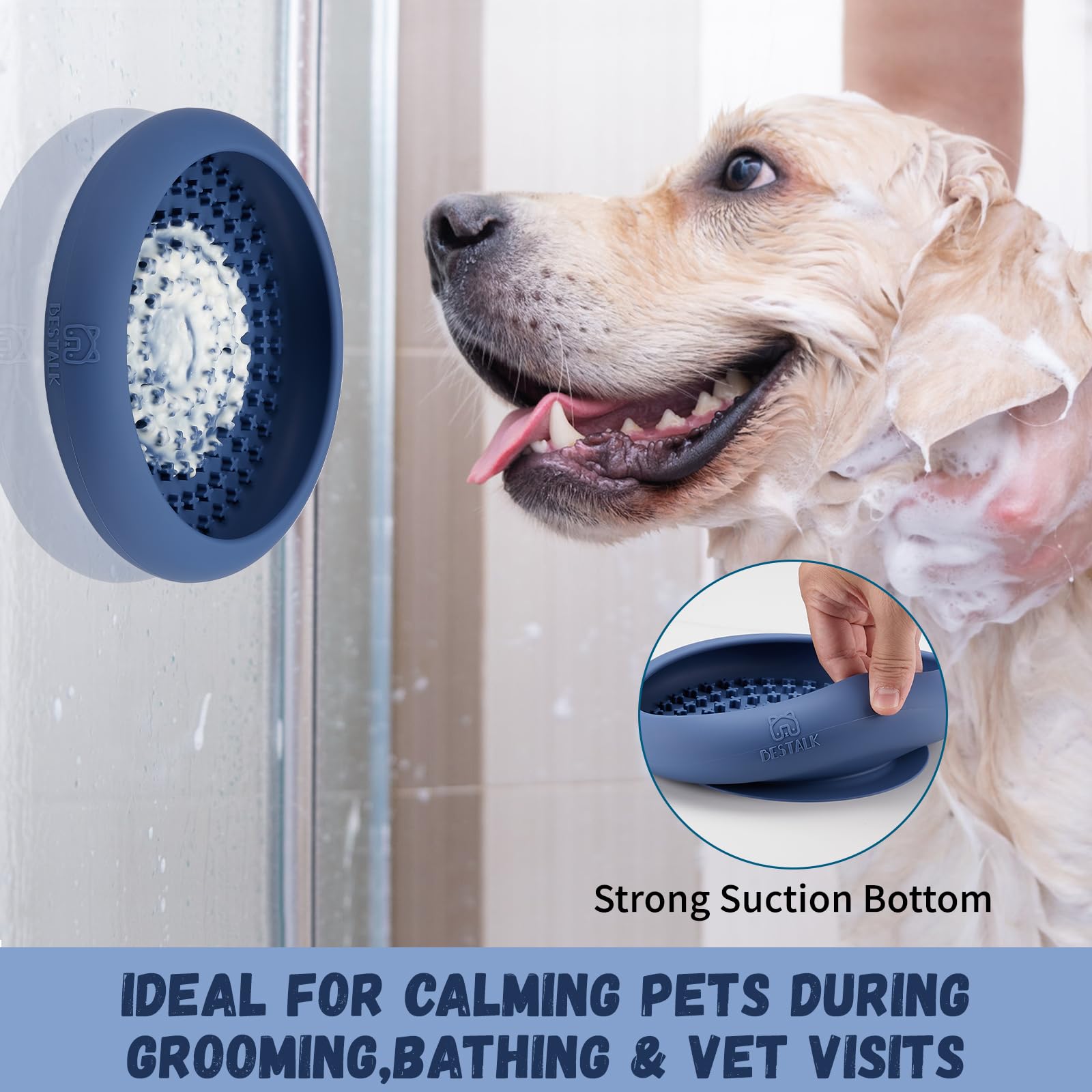 Bestalk Dog Lick Bowl - Anxiety Relief Slow Feeder Lick Mat Treat Dispenser, Non-Slip Enrichment Toy, BPA Free Silicone, Dishwas