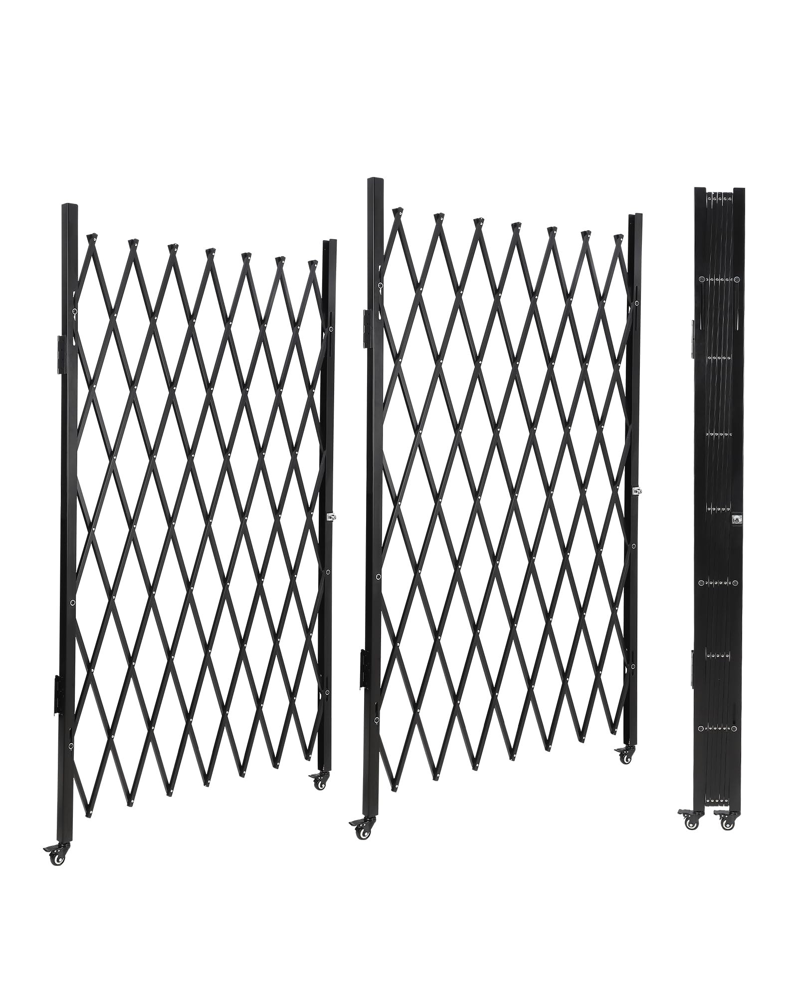 Double Folding Security Gate, 85 H x 150 W Flexible Expanding Security Gate, Folding Driveway Door Gate, Aluminum Security Gate,
