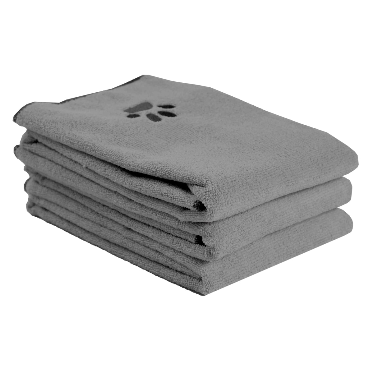 Ritz Premium Embroidered Microfiber Pet Towel (3-Pack), 18' X 28', Highly Absorbent, Fast-Drying, Long-Lasting, Super Soft 80% Polyester And 20% Polyamide Pet Cloth, Grey