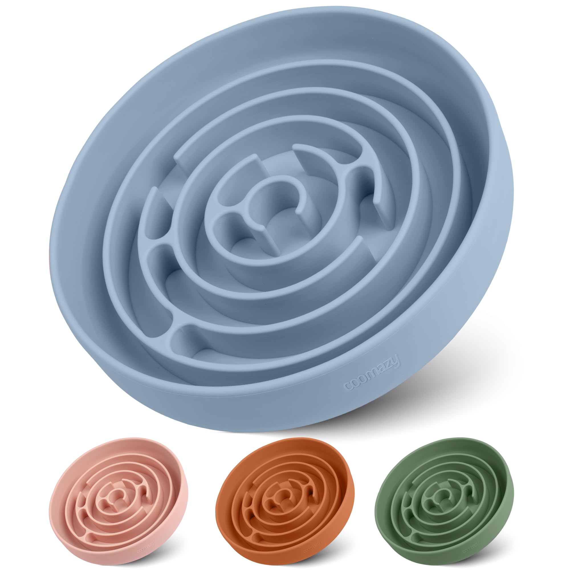 Coomazy Slow Feeder Dog Bowl, Silicone Material, Nonslip Design, BPA Free, Light Blue