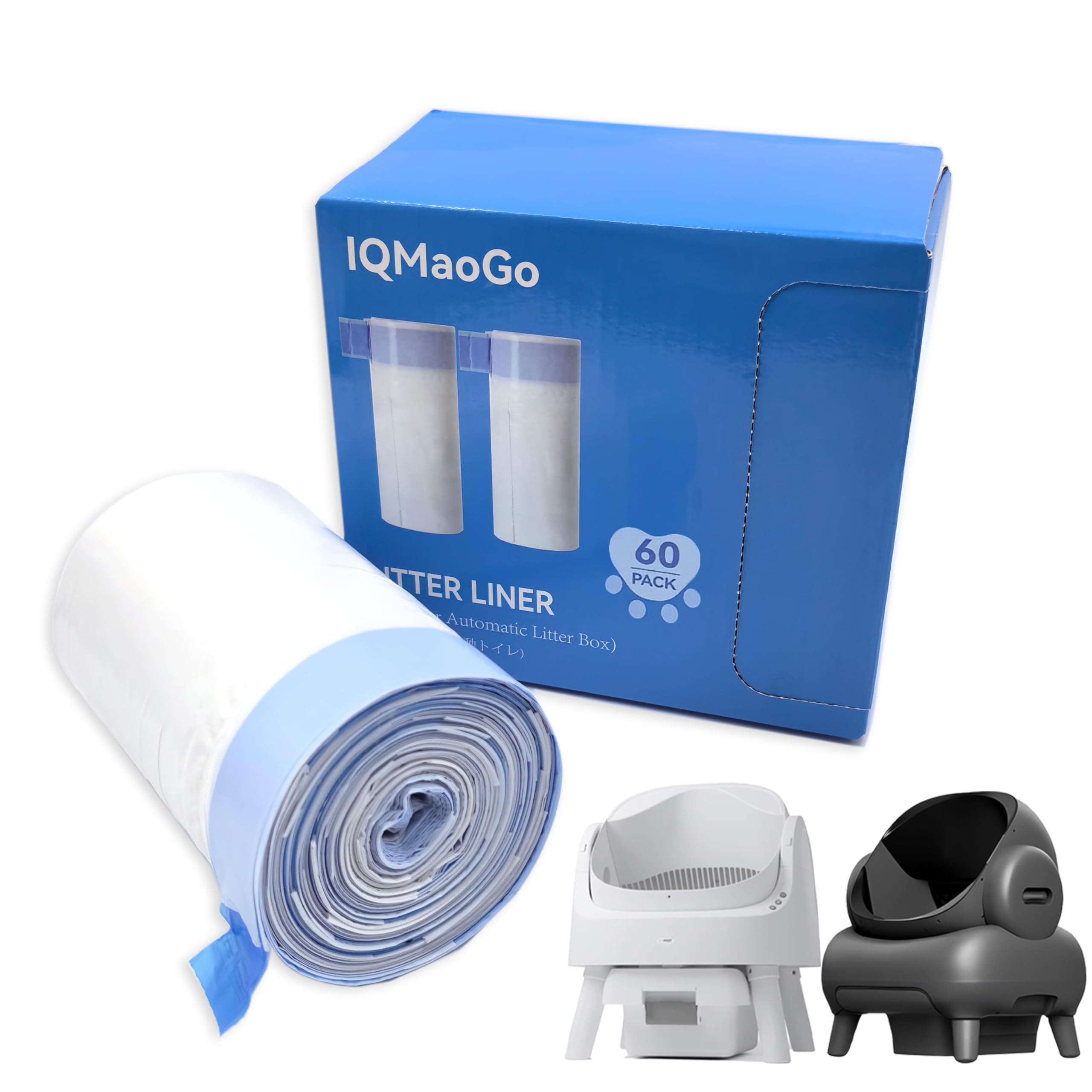 60 Count Heavy Duty Cat Litter Box Bags - Compatible with Neakasa M1 and PetPivot AutoScooper 11 Open-Top Self-Cleaning Litter B