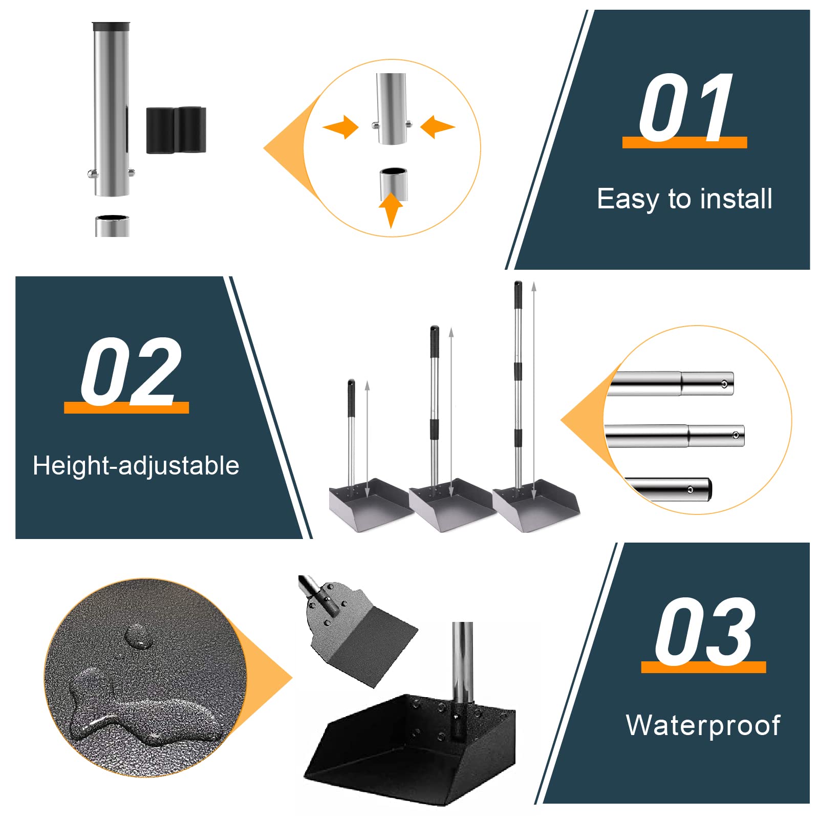 Sunlax Dog Pooper Scooper, Poop Scoop Set For Large Dogs Including Rake Spade Tray With Long Handle, Extra Large Picker- Easy To Wash