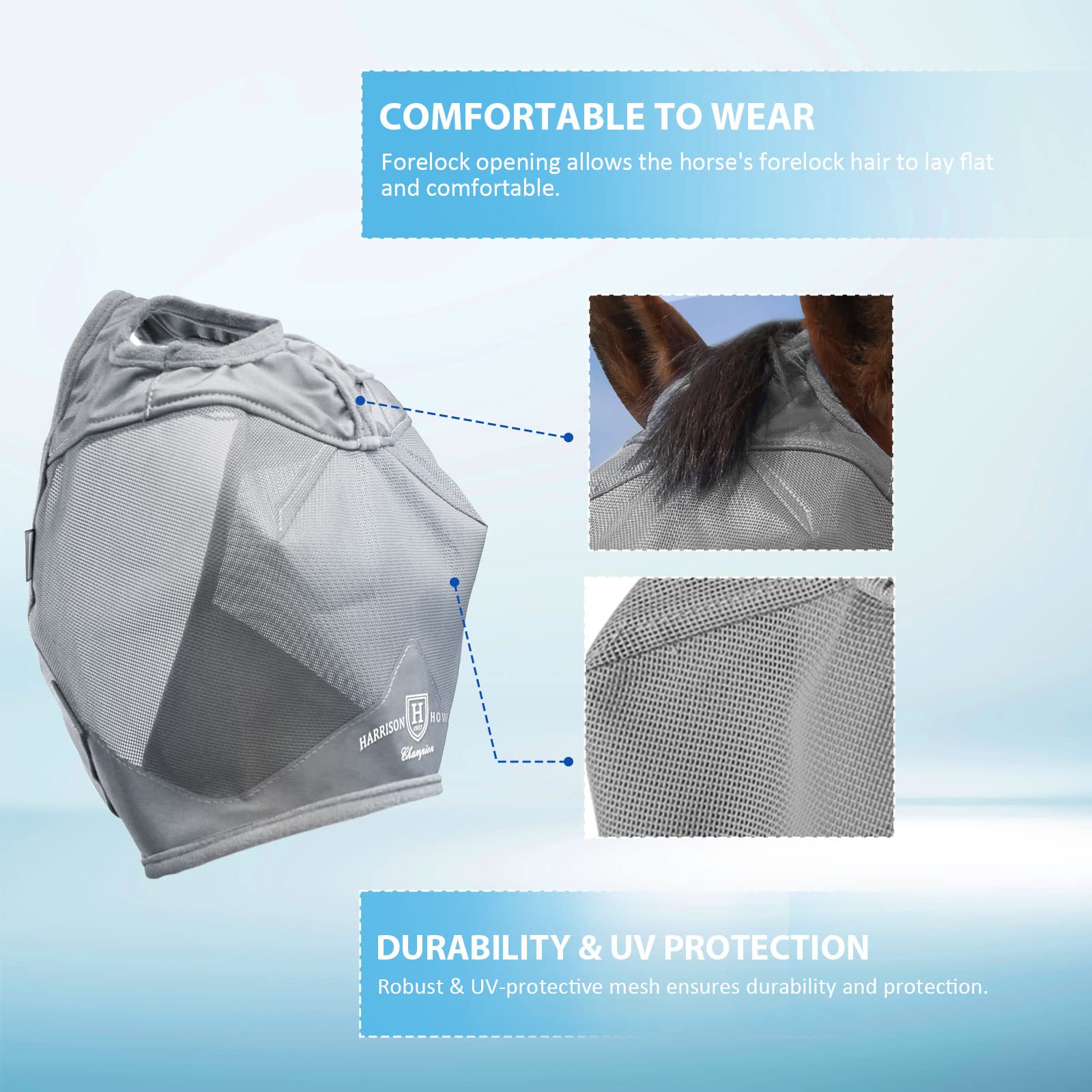 Harrison Howard Horse Fly Mask Standard Original Grey Horse Large