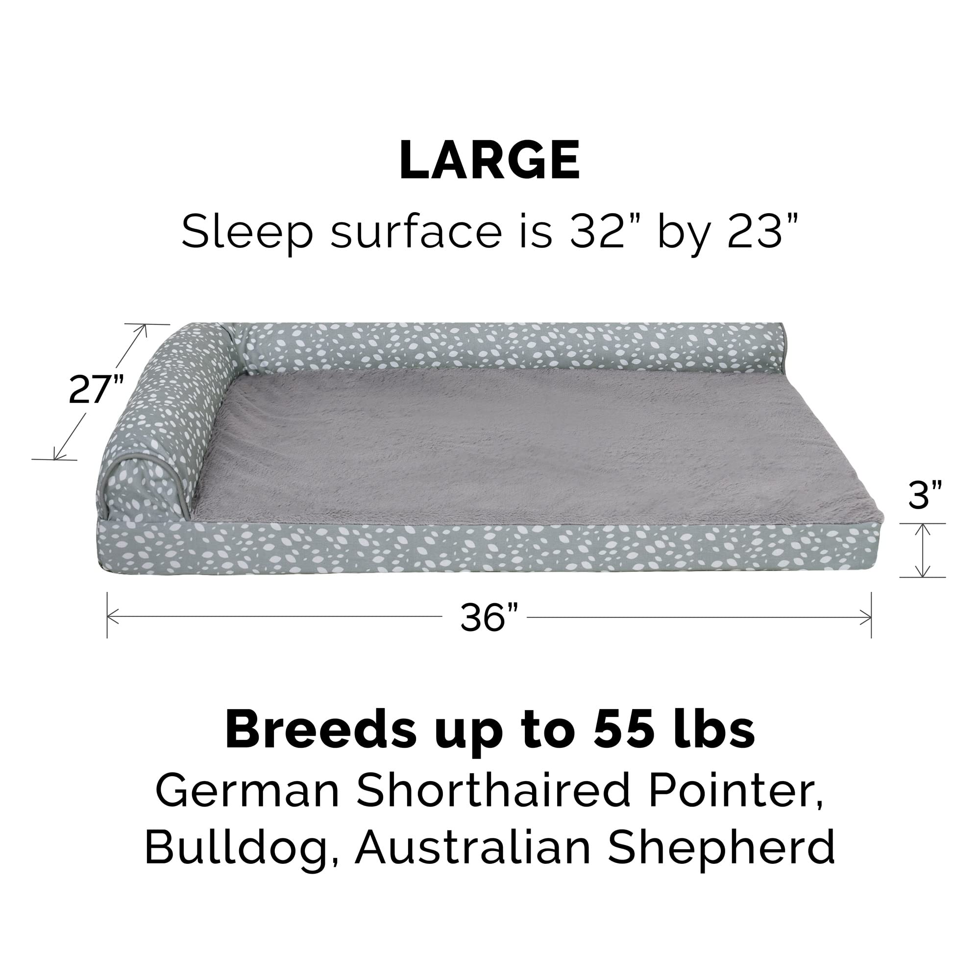 Furhaven Orthopedic Dog Bed For Large/Medium Dogs W/ Removable Bolsters & Washable Cover, For Dogs Up To 55 Lbs - Plush & Almond