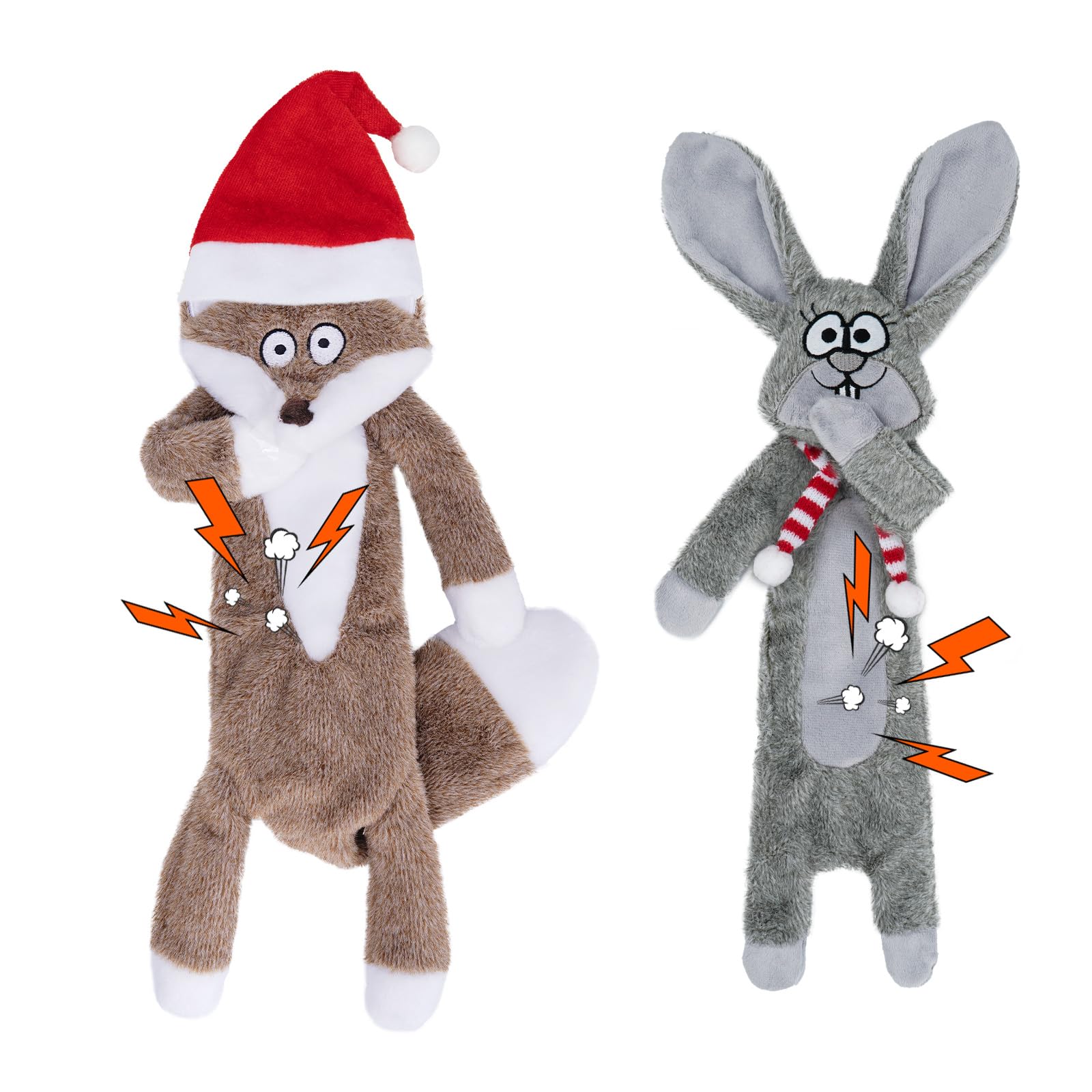 HGB Christmas Dog Toys for Large Dogs with Mini Christmas Hat & Scarf, Squeaky Crinkle Plush Dog Toys for Small, Medium, Large B
