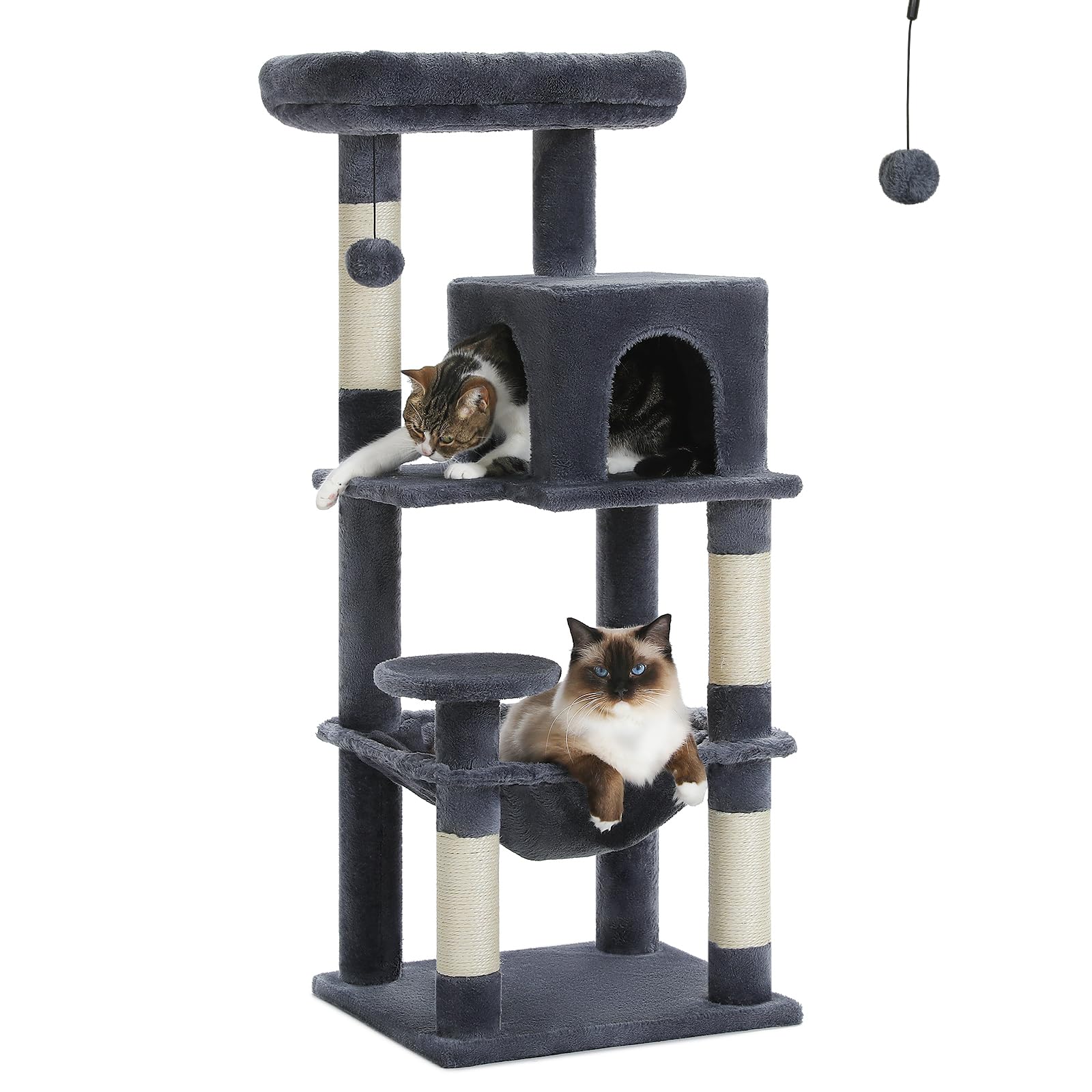 Pequlti 45.7'' Cat Tree For Indoor Cats With Metal Frame Big Hammock, Cat Tower For Small Or Medium Cats With Cat Condo House, W