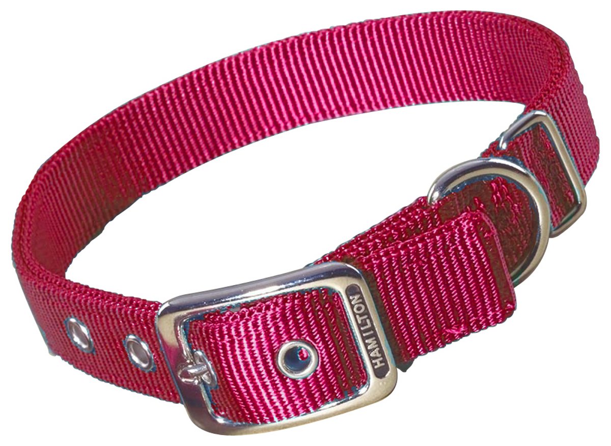 Hamilton Double Thick Nylon Deluxe Dog Collar, 1-Inch by 28-Inch, Red