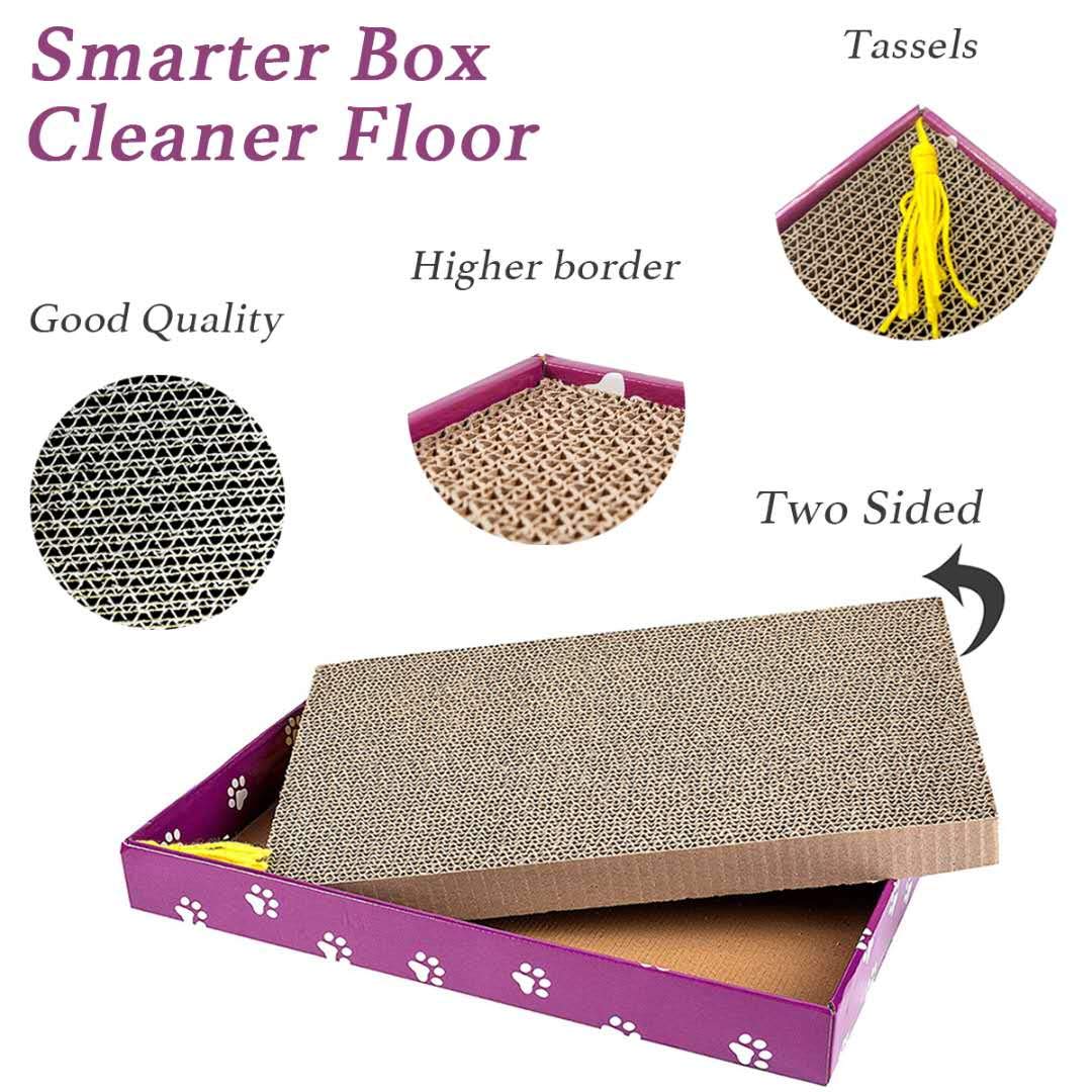 Peekab Cat Scratcher Cardboard Wide Scratching Board Reversible Corrugate Cat Scratch Pad With Box Catnip Included Large 3Pcs