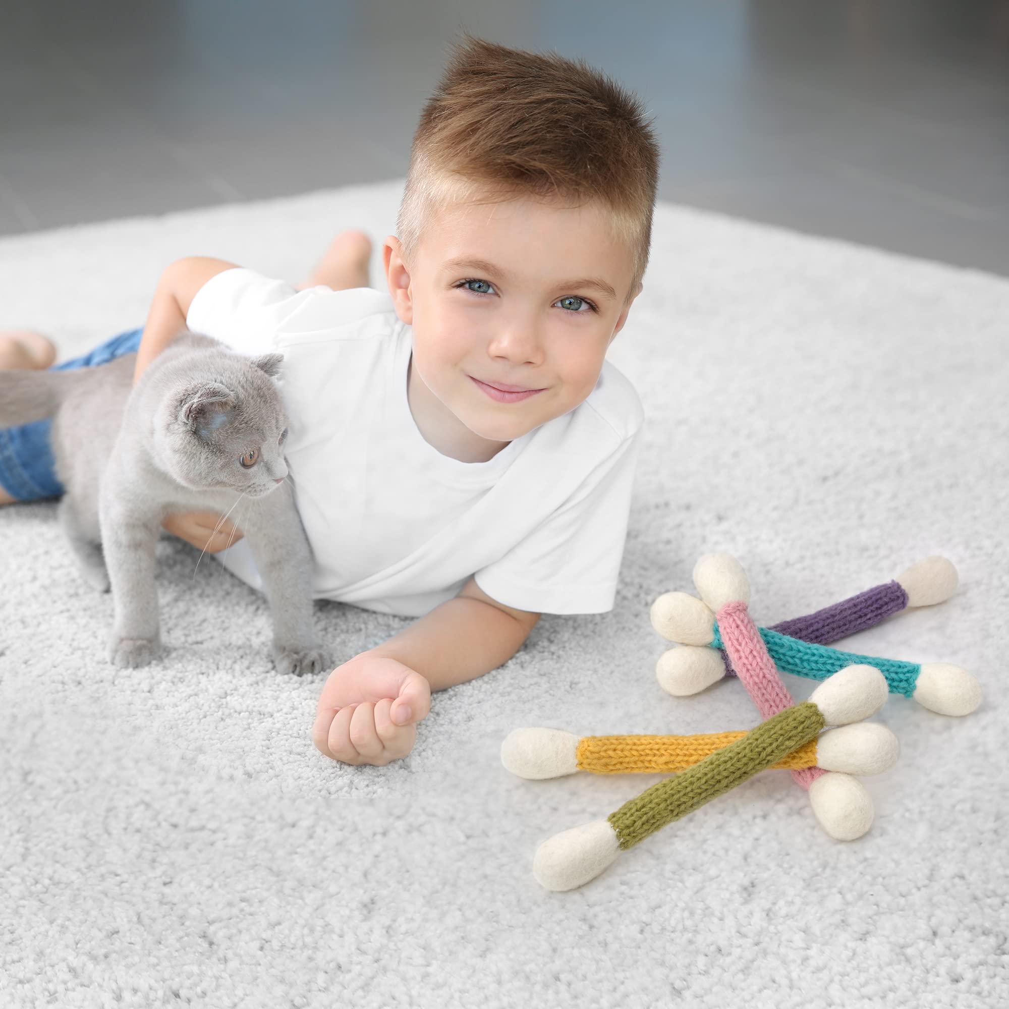 Glaciart One Swabs Cat Toys With Catnip - 5 Pcs | Cute Cat Toys For Interaction, Exercise, & Play | Filled W/Organic Catnip For