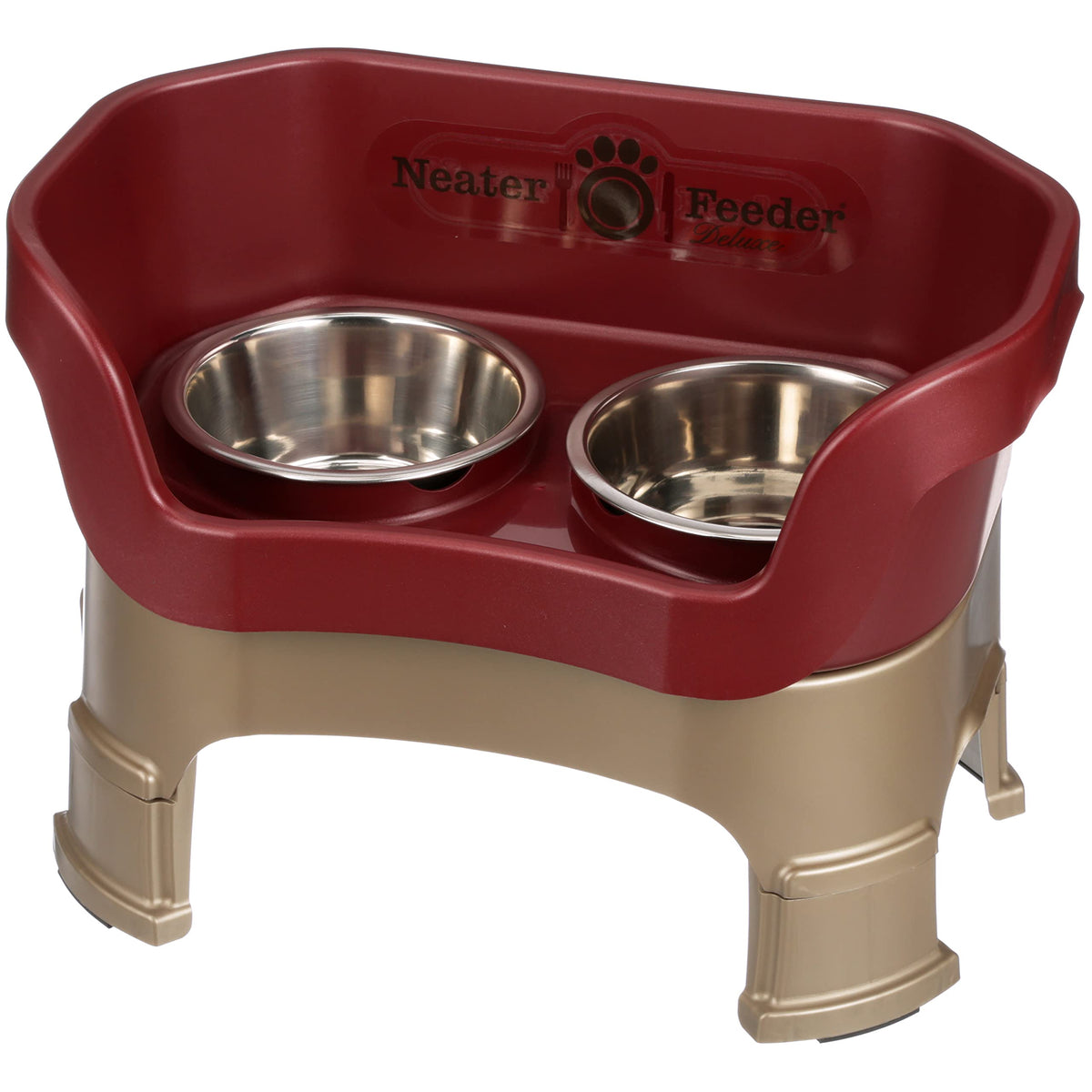 Neater Feeder - Deluxe Model Adjustable Height - Mess-Proof Dog Bowls (Medium, Cranberry) - Made in USA - Elevated, No Spill, No