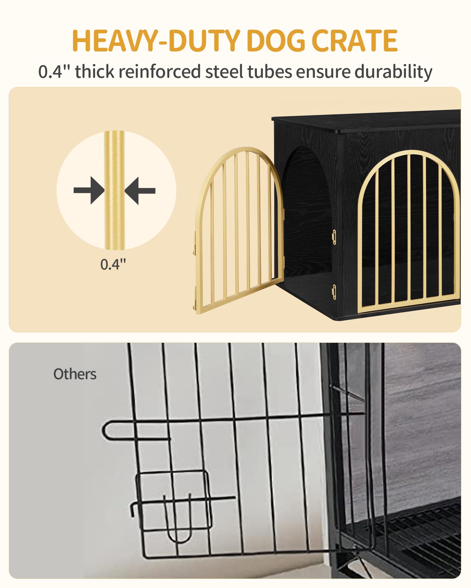 Hzuaneri 39.4 Wooden Dog Crate Furniture, Indoor Dog Kennel Dogs Cage for Small/Medium/Large Dogs, Heavy Duty Dog Crates Decorat