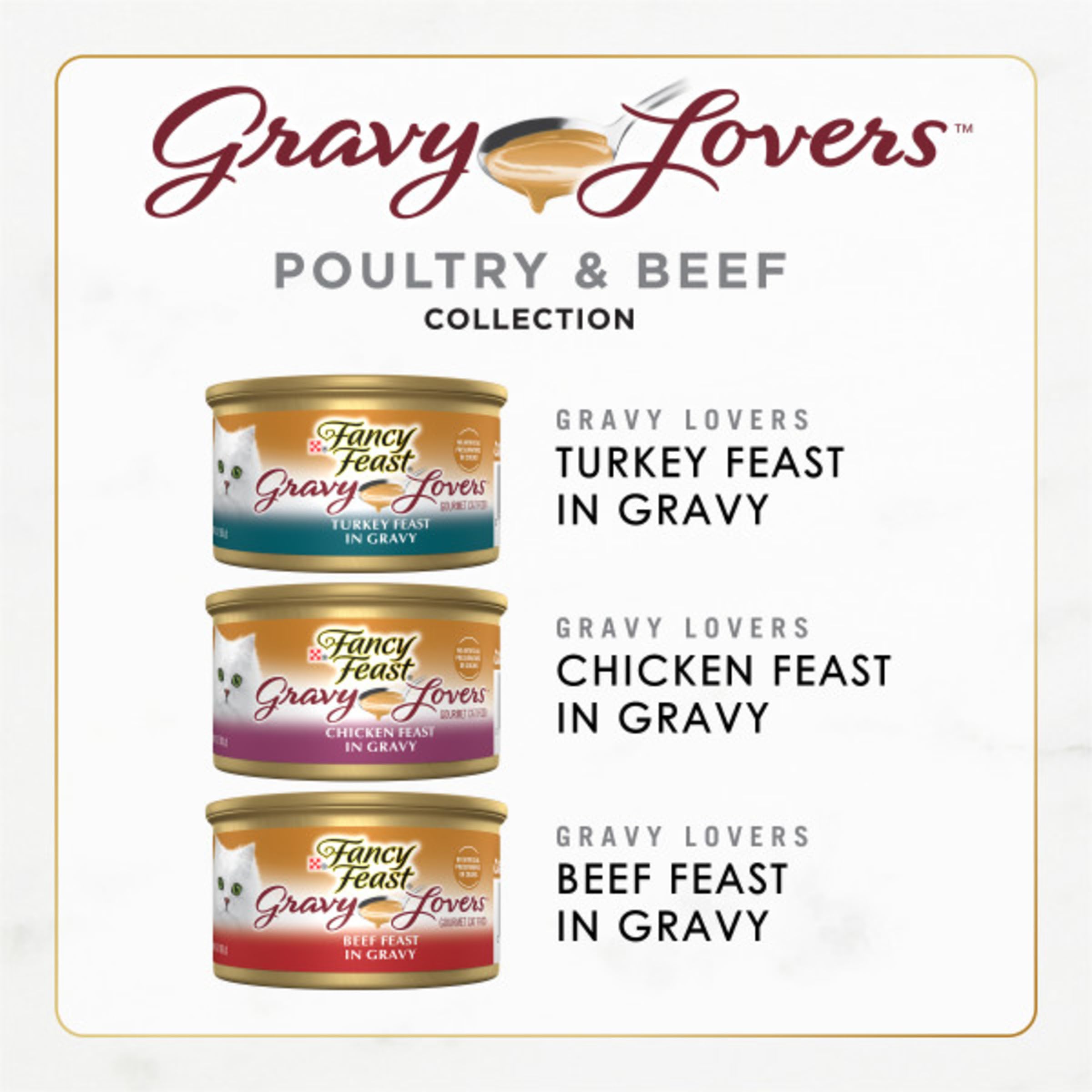 Purina Fancy Feast Gravy Lovers Poultry and Beef Gourmet Wet Cat Food Variety Pack - (Pack of 24) 3 oz. Cans