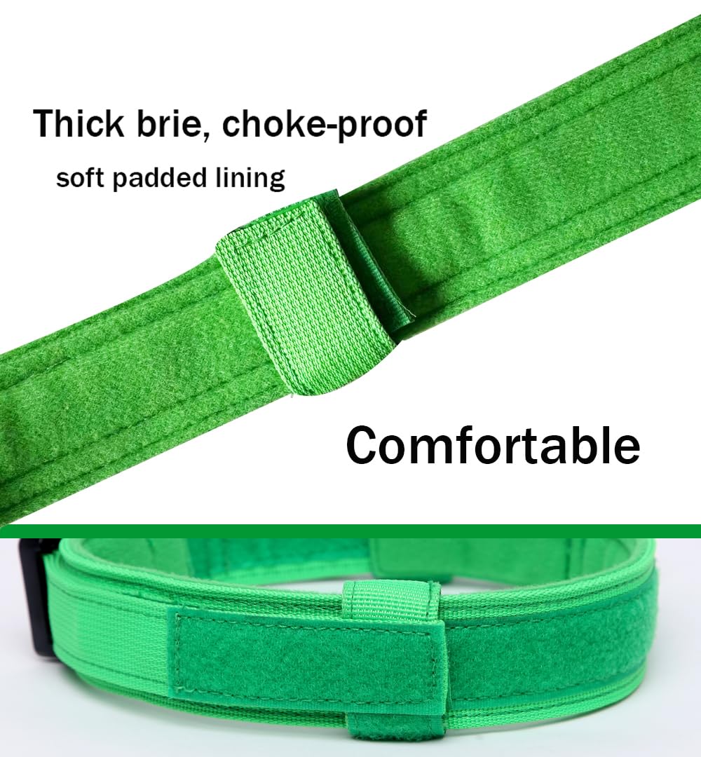 Tactical Dog Collar Military Dog Collar Adjustable Nylon Dog Collar Heavy Duty Metal Buckle With Handle For Dog Training (Bright Green,L)